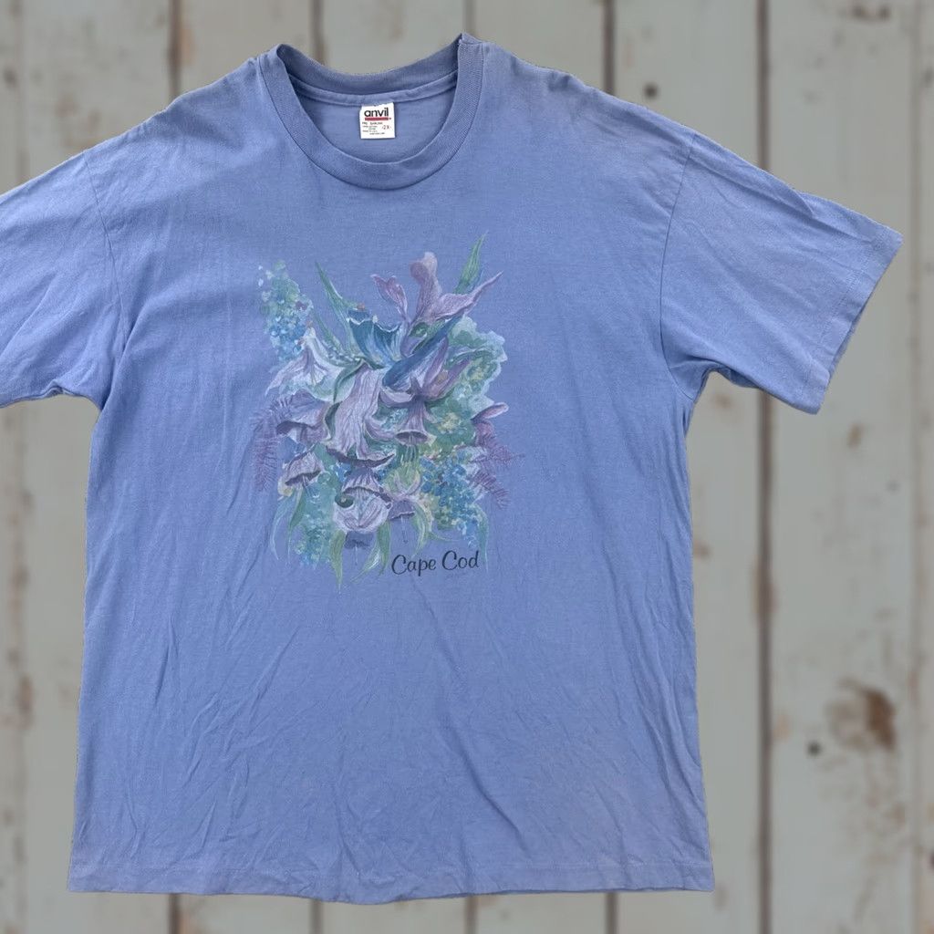 Anvil VINTAGE Anvil T-Shirt 2XL Purple Short Sleeve Crew Neck USA Flower Print Men والش Size US XXL / EU 58 / 5 - 1 Thumbnail