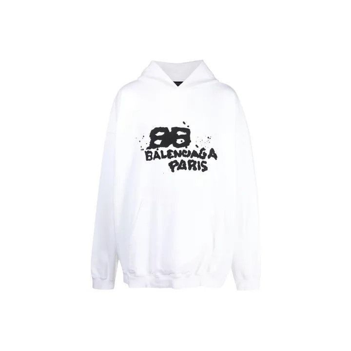 Balenciaga White Hand Drawn Logo Hoodie 0079-2507