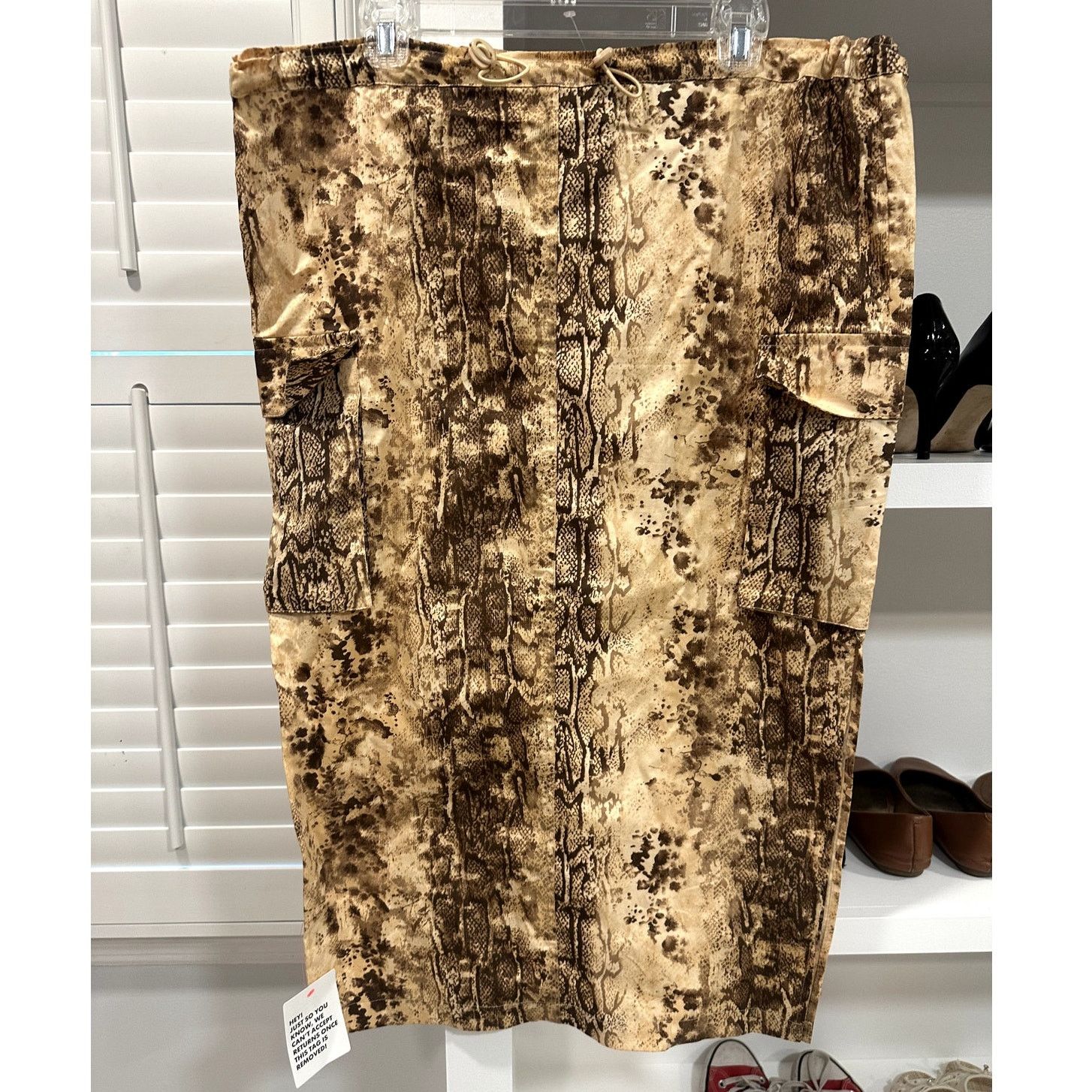 Asos ASOS Women's Beige Brown Snake Print Cargo Midi Skirt 10 NWT Size 32" / US 10 / IT 46 - 2 Thumbnail