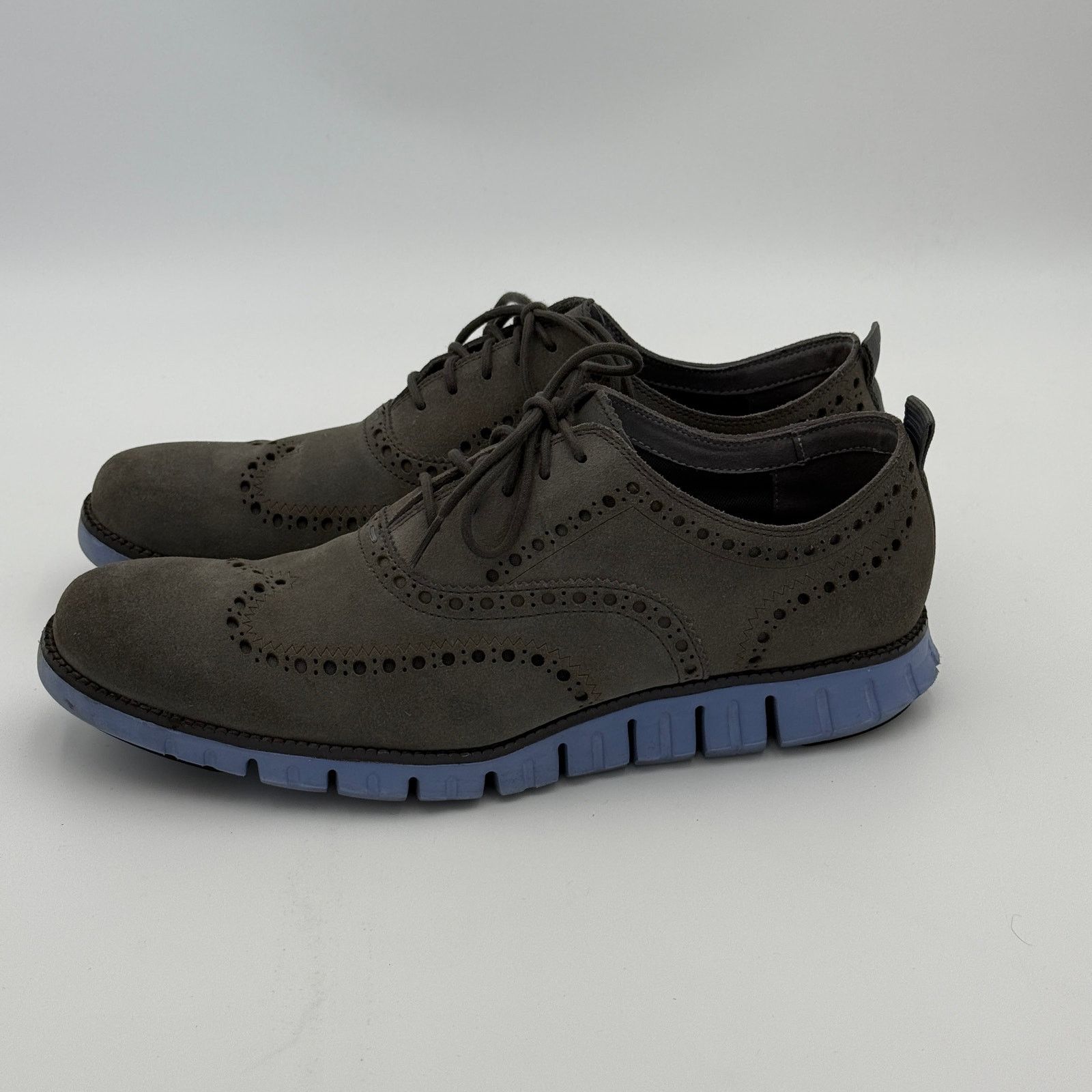 Cole Haan Cole Haan zerogrand Wingtip Oxford Suede - Gray/Blue Size US 12 / EU 45 - 1 Thumbnail
