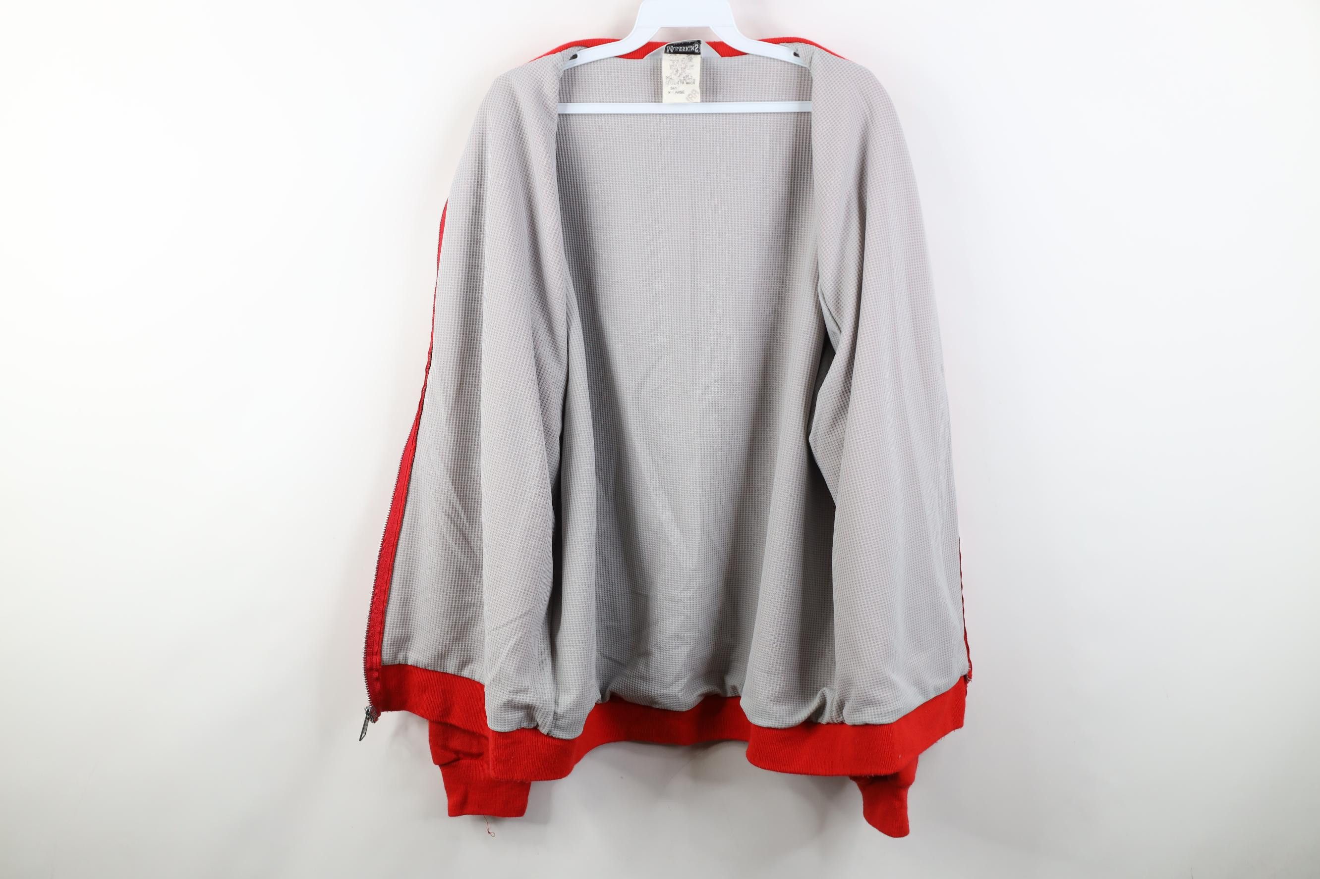 Vintage Vintage 90s Streetwear Waffle Knit Sweatshirt Jacket Red USA Size US XL / EU 56 / 4 - 8 Thumbnail
