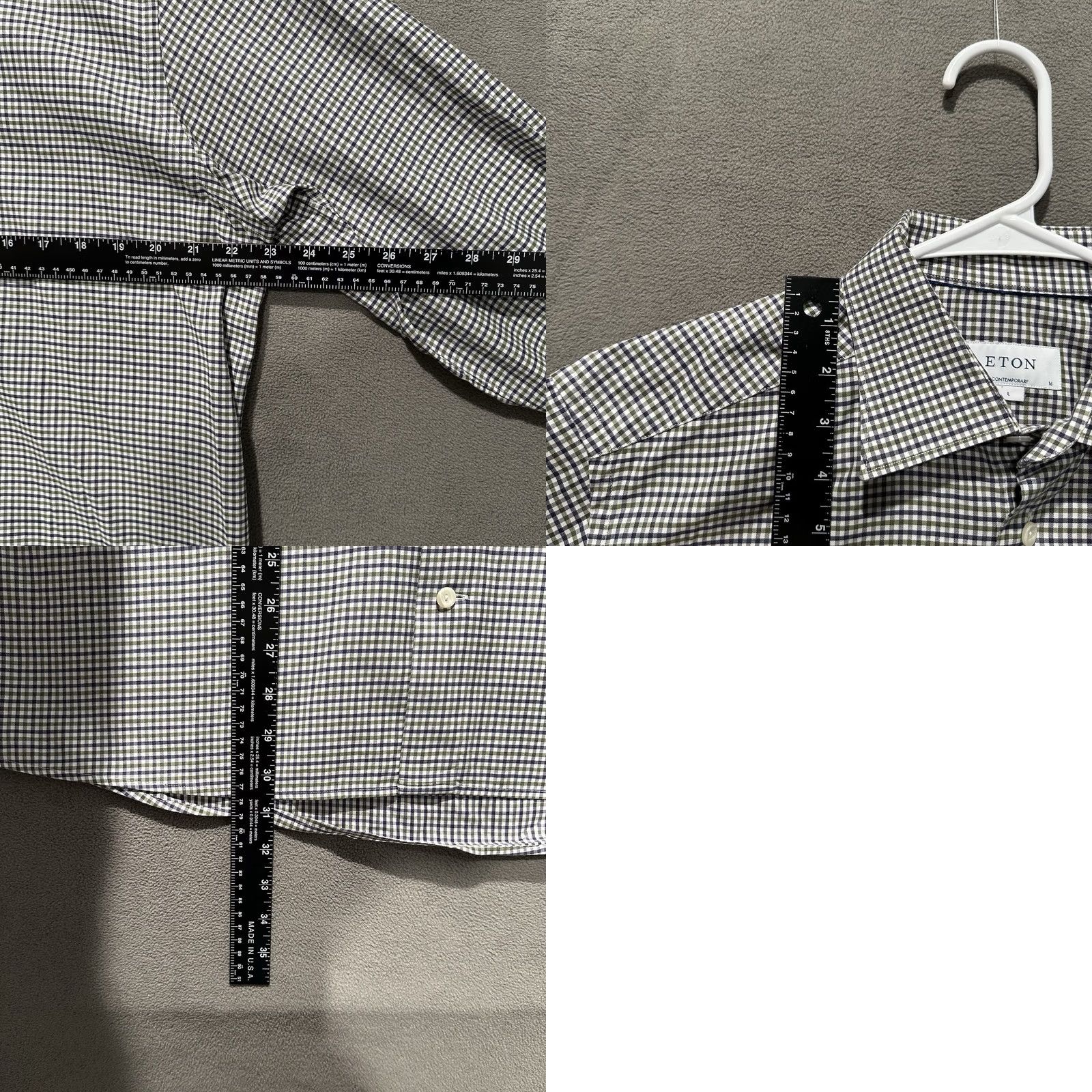 Eton Eton Shirt Mens L White/Blue/Green Gingham Plaid Long Sleeve Contemporary Size US L / EU 52-54 / 3 - 9 Thumbnail