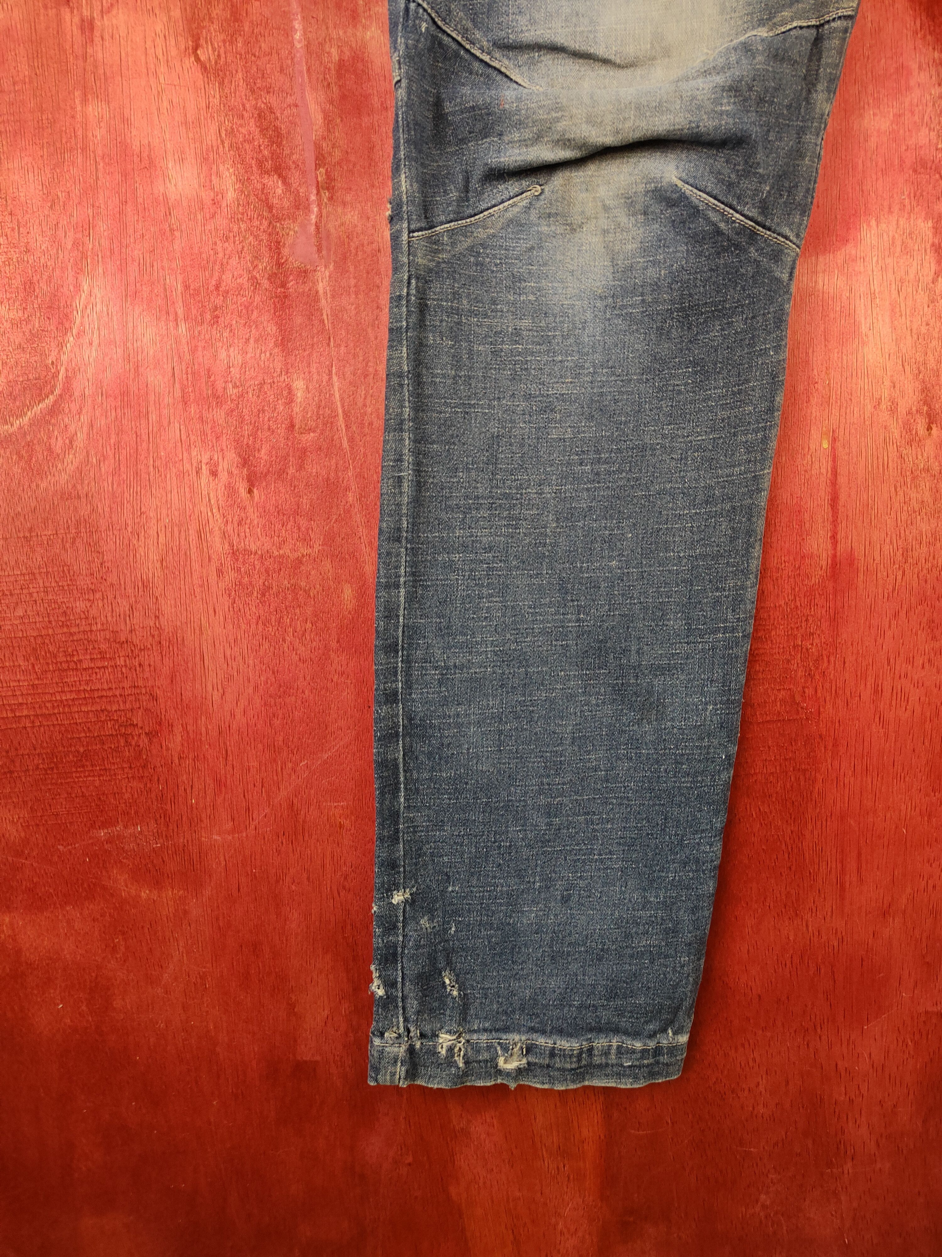 Japanese Brand FieldCore Blue Distressed Ripped Stretch Jeans #S2125 Size US 34 / EU 50 - 5 Thumbnail
