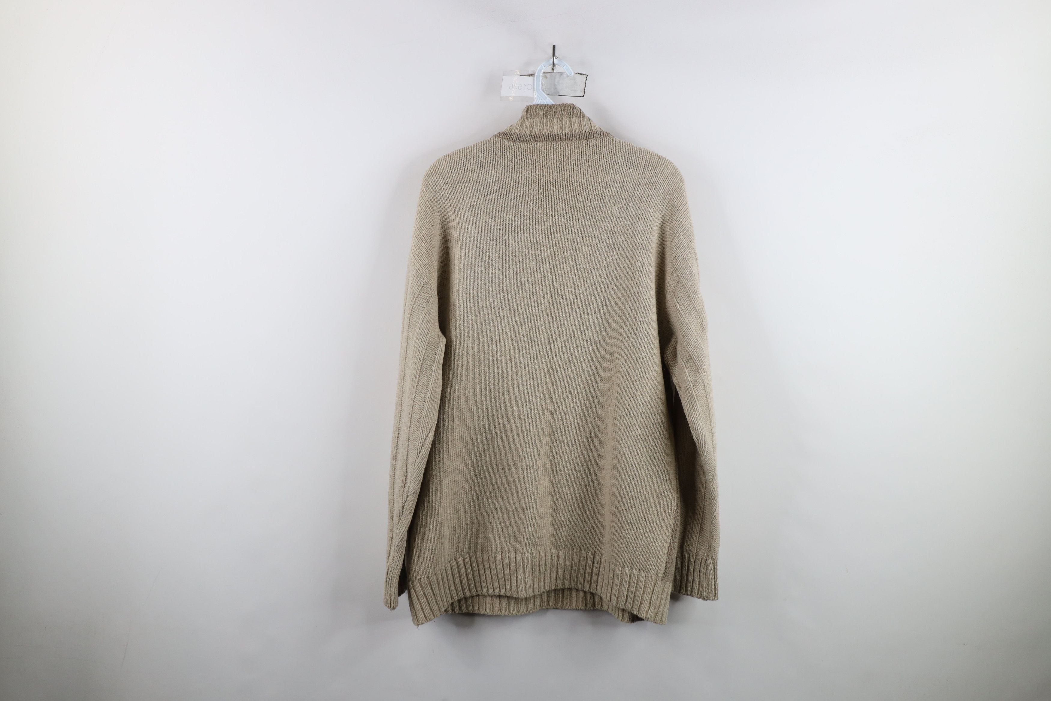Vintage Vintage 90s Streetwear Ribbed Knit Mock Neck Sweater Beige Size US M / EU 48-50 / 2 - 8 Thumbnail