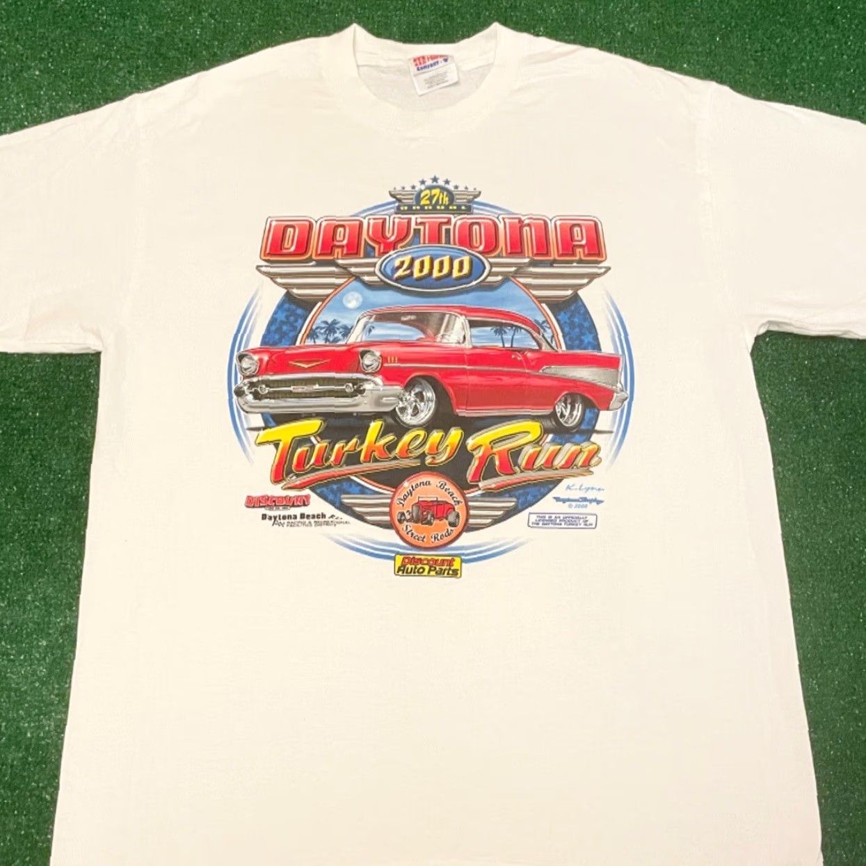 Vintage VINTAGE 90s Y2K Daytona Beach Turkey Rod Run Hot Rod 2000 VTG Shirt Mens Size L White Cars USA Florida Mens Shirt Size US L / EU 52-54 / 3 - 3 Thumbnail