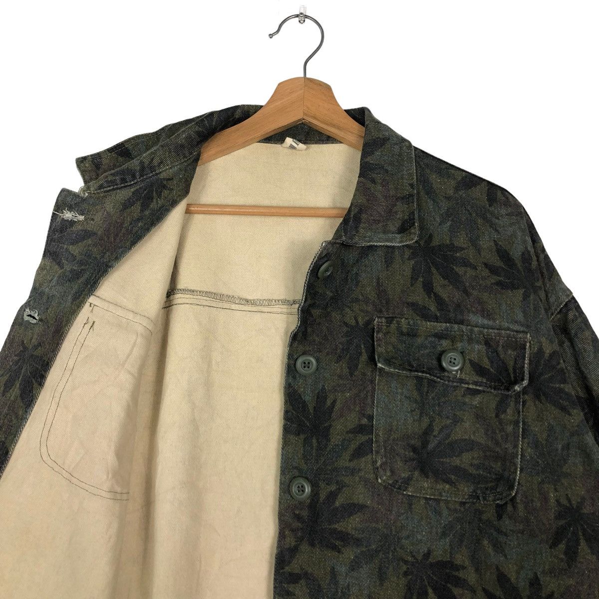Hysteric Glamour 🔥VINTAGE BIKER JACKET JAPANESE TRADITIONAL LEAVES OVERPRINT Size US M / EU 48-50 / 2 - 12 Thumbnail