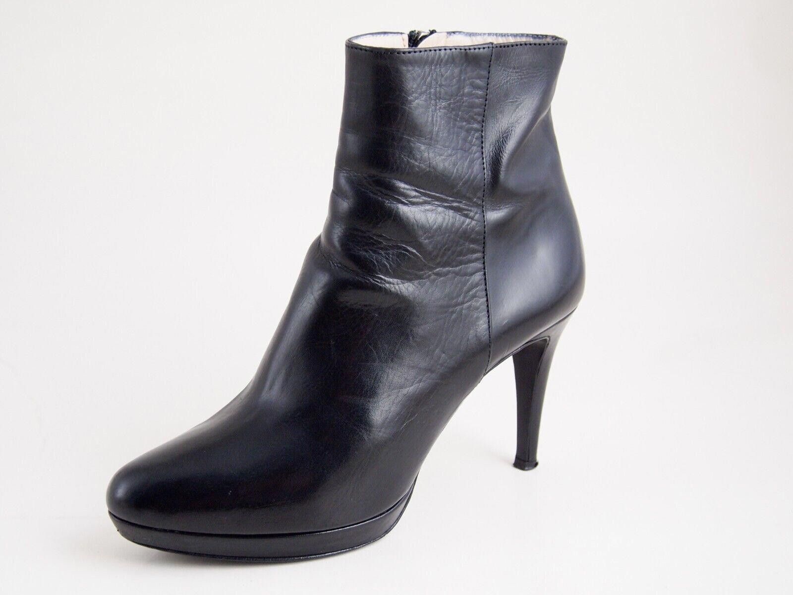 Designer Benci Brothers Booties Black Leather Mid Heel US 6.5 EU 36.5 Size US 6.5 / IT 36.5 - 1 Thumbnail
