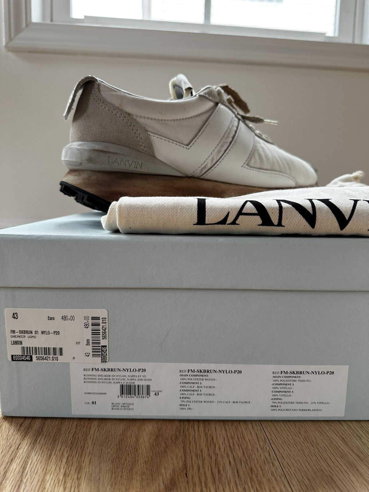 Lanvin Lanvin Bumper Sneaker White Nylon Size US 10 / EU 43 - 2 Thumbnail
