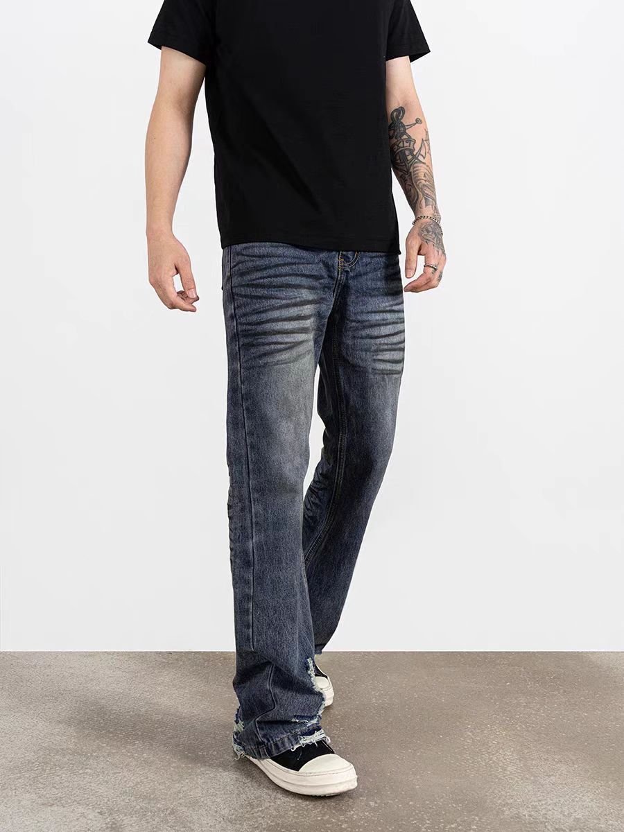 Japanese Brand × Jean High Street Cat Whisker Destroyed Straight Leg Baggy Jeans Size US 34 / EU 50 - 2 Thumbnail