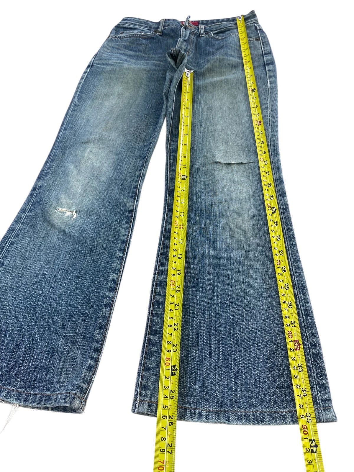 Edwin Edwin Light Blue Wash Ripped Style Bootcut Jeans Size US 26 / EU 42 - 8 Thumbnail