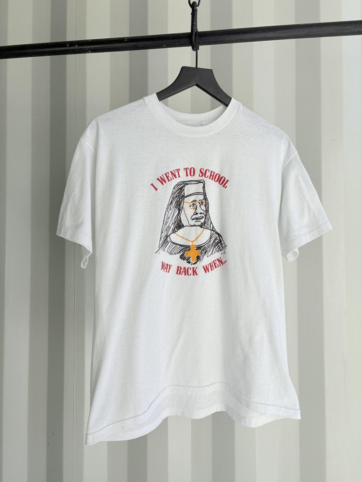 Nun Jesus Thrashed Distressed Faded Shirt Parody Funny