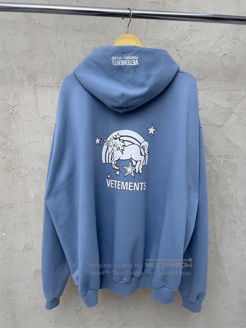 Vetements Vetements Mist Blue Unicorn Logo Hoodie Size US S / EU 44-46 / 1 - 3 Thumbnail