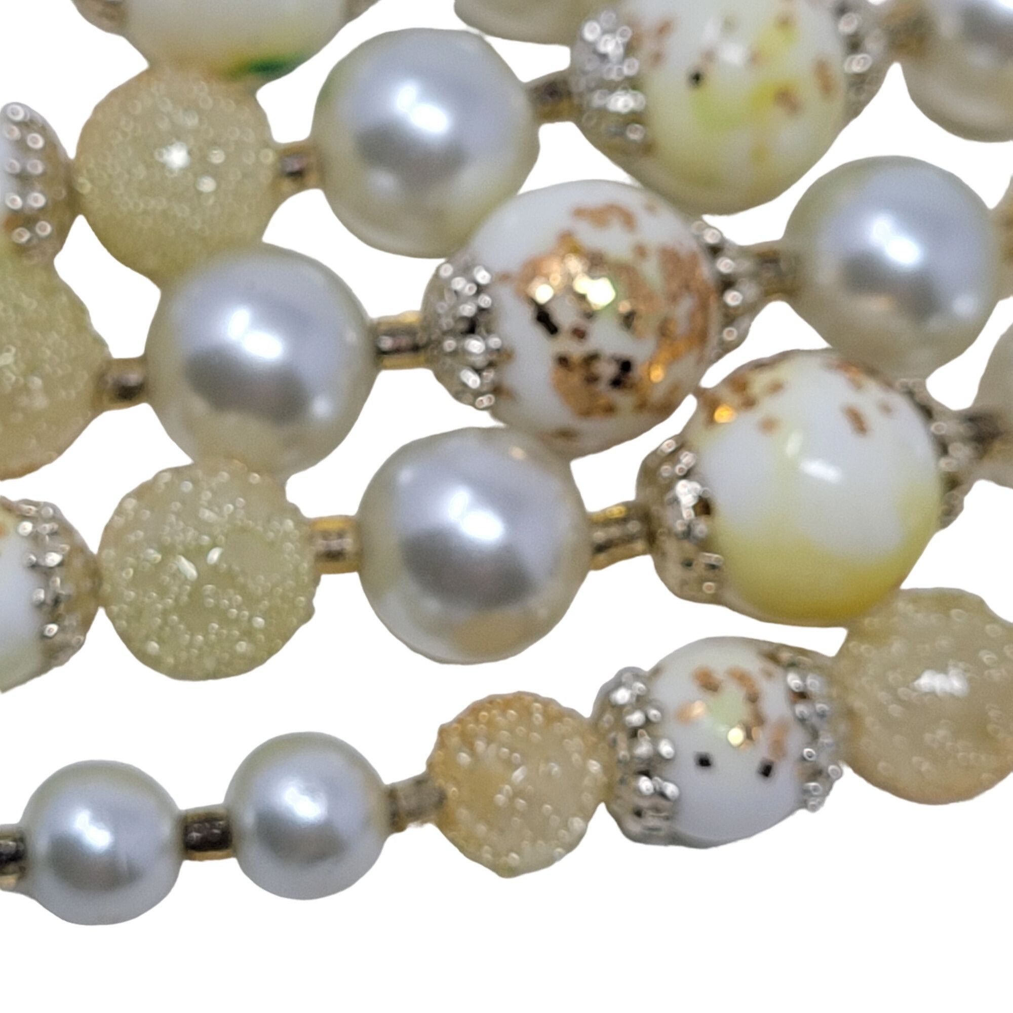 Vintage Vtg Japan Signed Faux Pearl Beaded 5 Multi Strand Necklace Size ONE SIZE - 4 Thumbnail