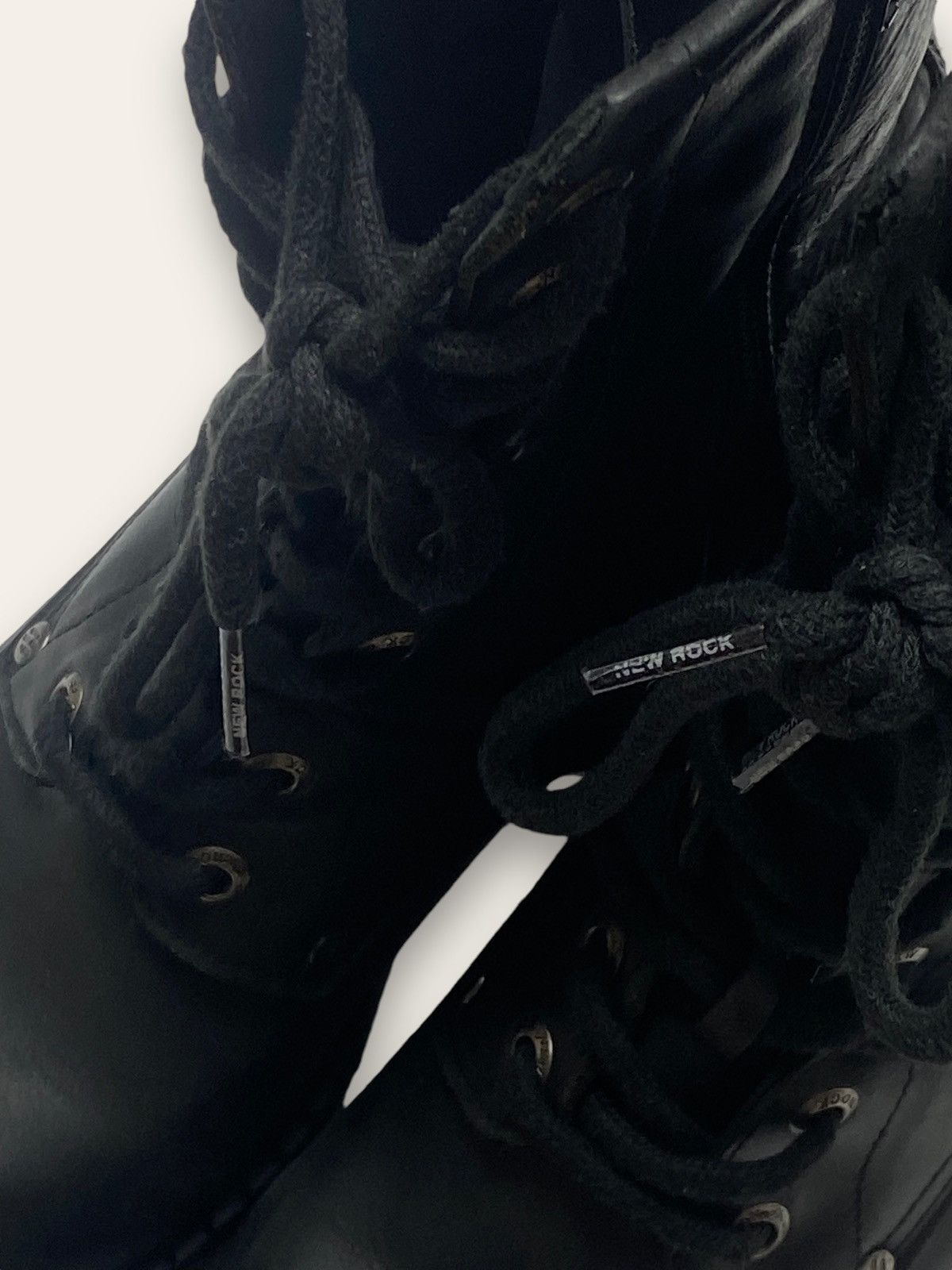 New Rock Vintage NEW ROCK Heels High Top Leather Skin Black Boots Size US 10 / IT 40 - 6 Thumbnail