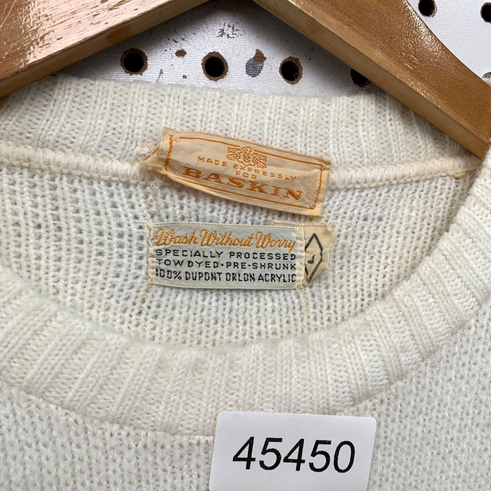 Vintage VINTAGE Baskin Sweater Mens Large White Orlon Acrylic 60s 70s Size US L / EU 52-54 / 3 - 4 Thumbnail