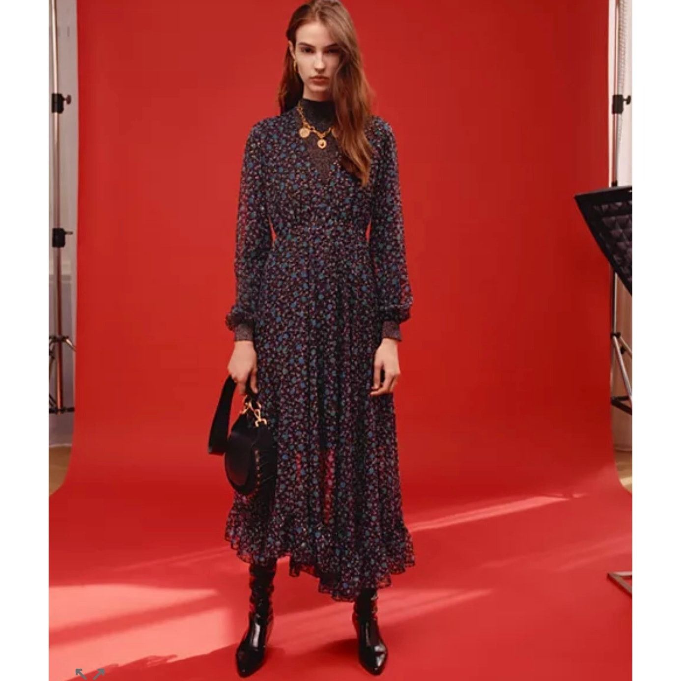 Maje Maje Revana Floral Burnout Velvet Dress size 1 S Size S / US 4 / IT 40 - 4 Thumbnail
