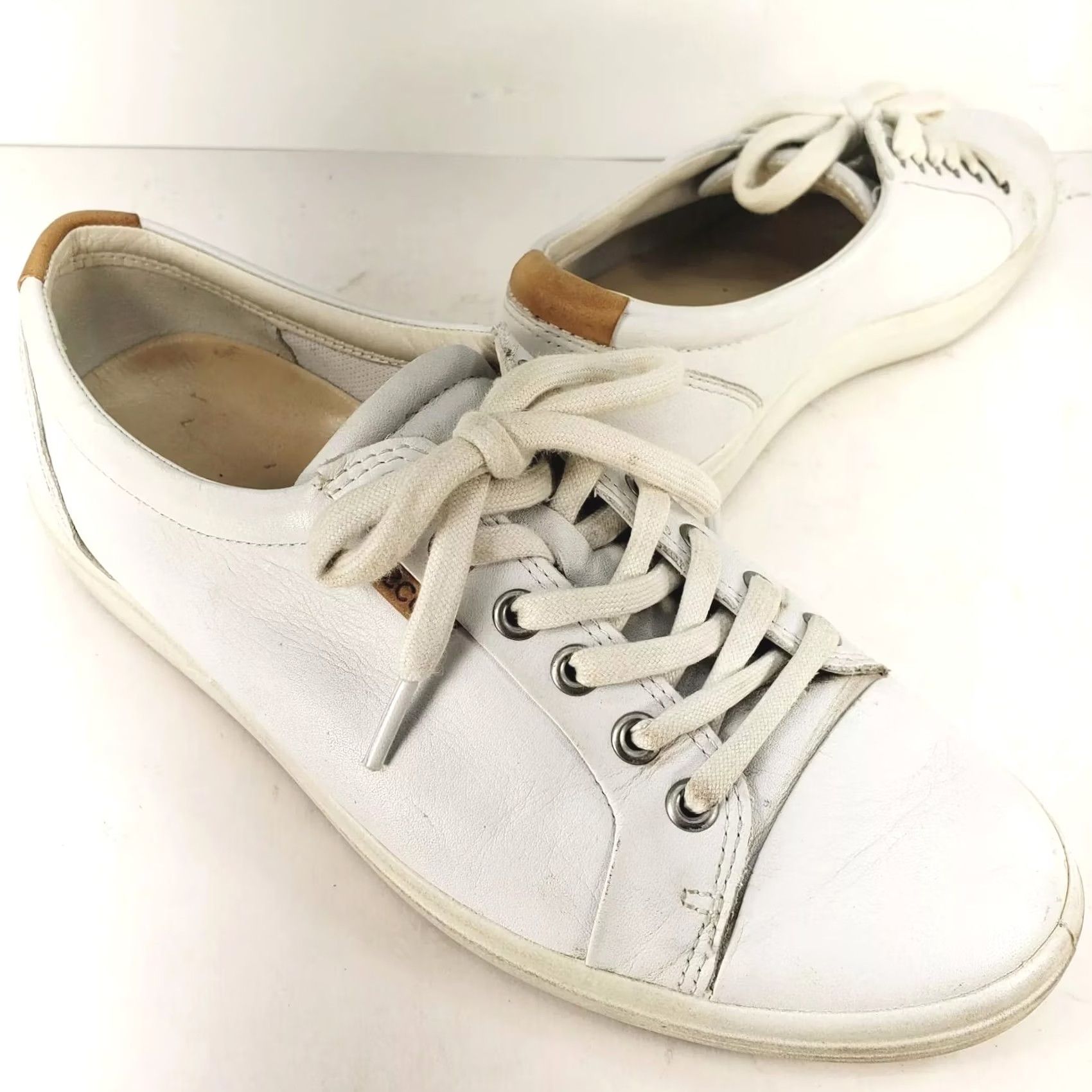 Ecco Ecco Soft 7 Womens Shoes Size 9 White Leather Lace Up Low Top Comfort Sneakers Size M / US 6-8 / IT 42-44 - 5 Thumbnail
