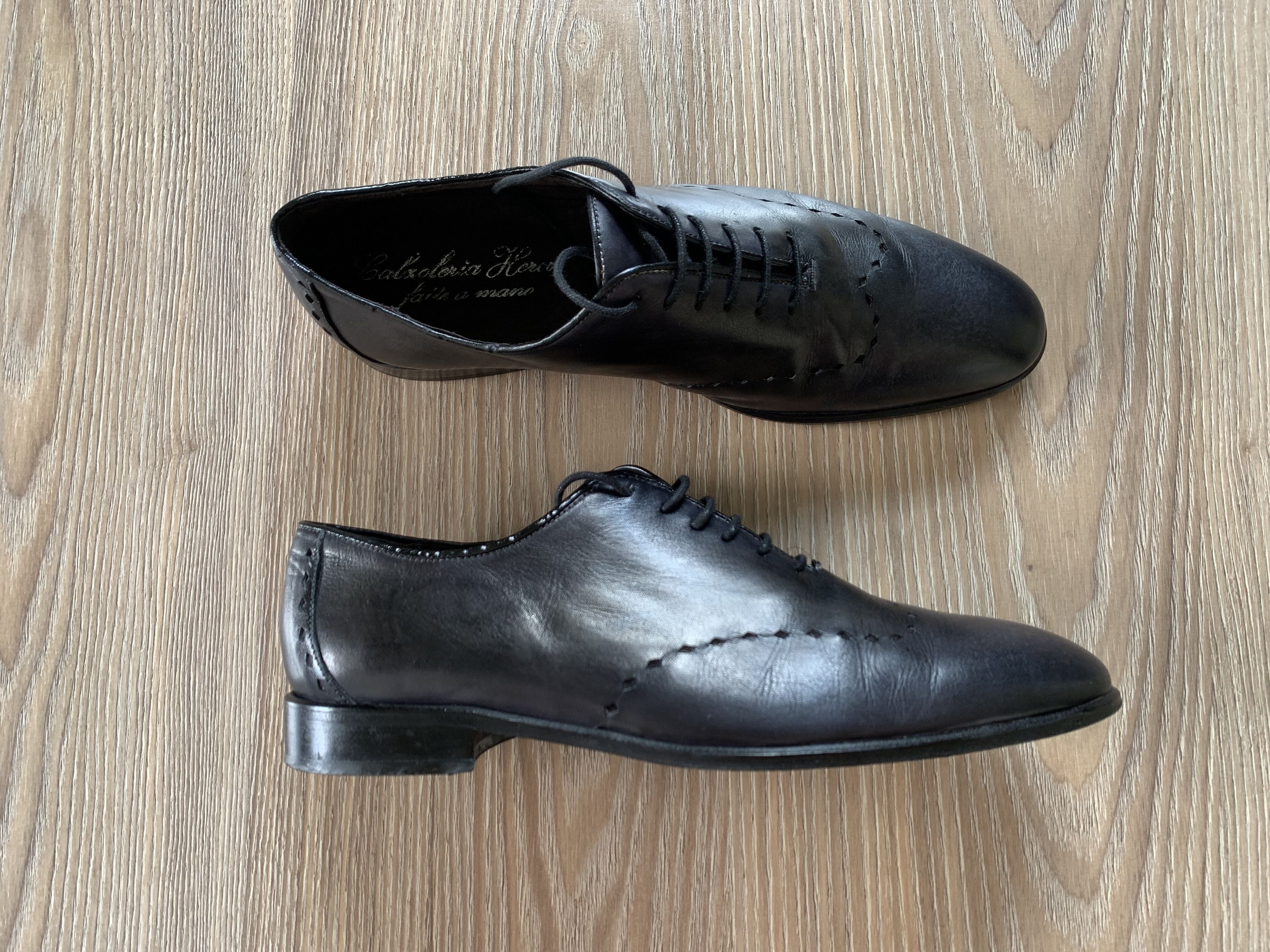 Santoni Fatte A Mano Italian Leather Oxford Shoes Size US 7.5 / EU 40-41 - 2 Thumbnail