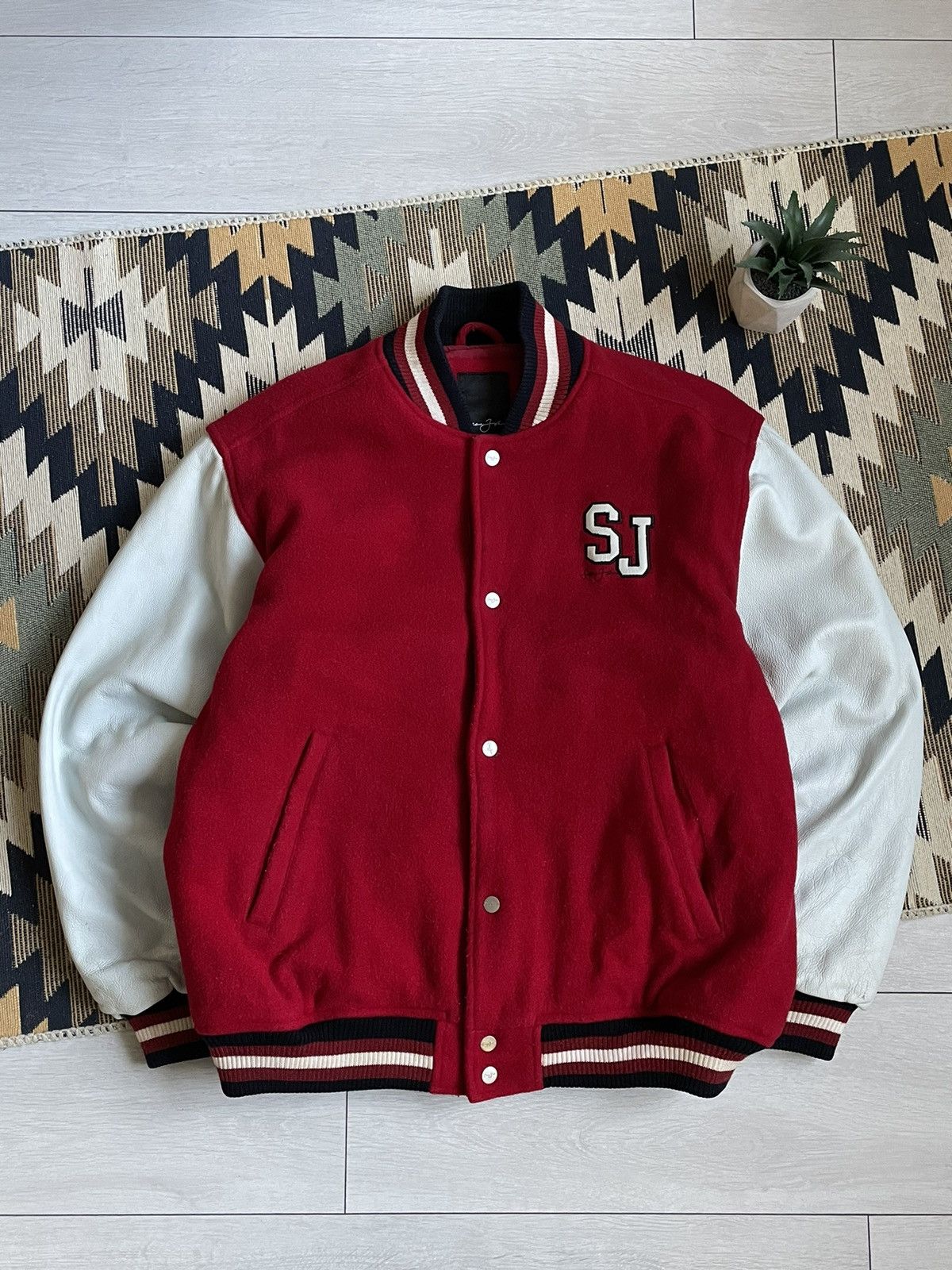 Vintage Sean John Leather Varsity Bomber Jacket