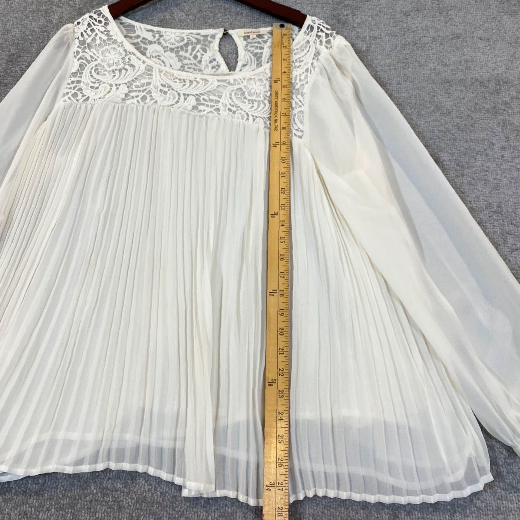 Vintage Sundance Blouse Womens Large White Ruffled Tunic Sheer Peasant L/S Catalog Size L / US 10 / IT 46 - 3 Thumbnail