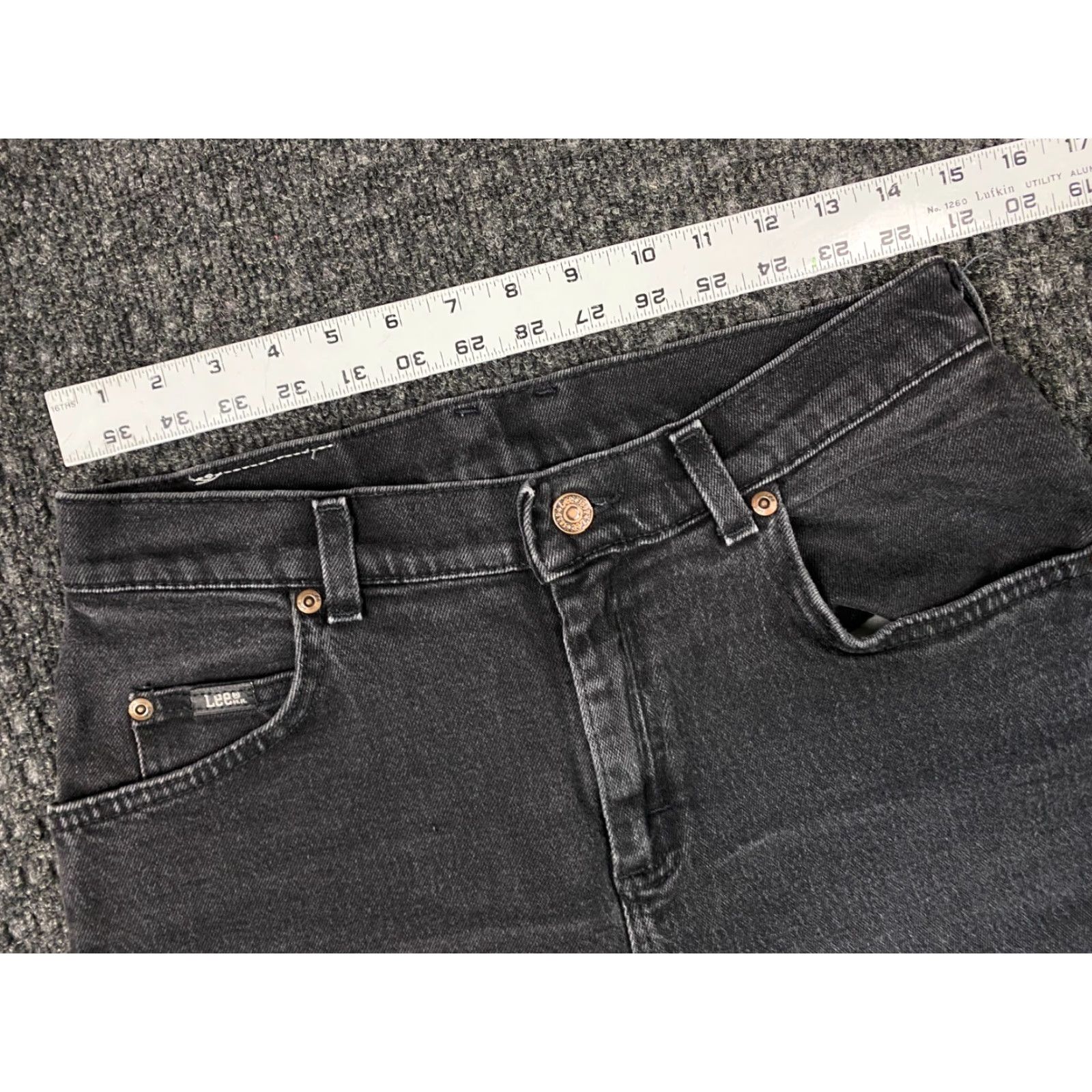 Lee VINTAGE Lee Original Jeans High Waisted Faded Black Size 10 30 x 31 Womens Jeans Retro Logo Hipster 90s Womens Lee Jeans Regular Rise Size 32" / US 10 / IT 46 - 6 Thumbnail