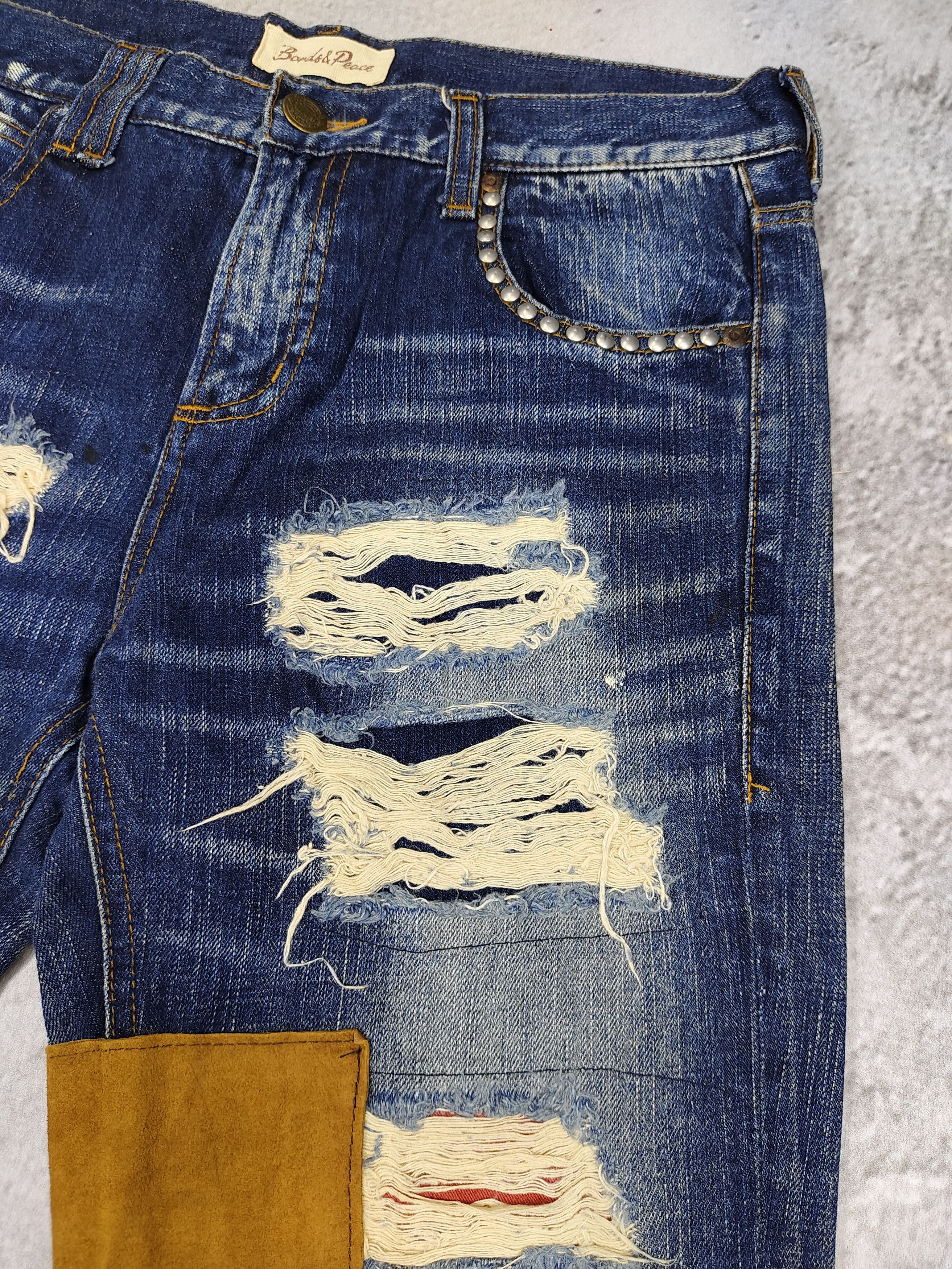 If Six Was Nine Bonds&Peace🇯🇵 Grunge Punk Rock Distressed Patchwork Jeans Size US 31 - 7 Thumbnail