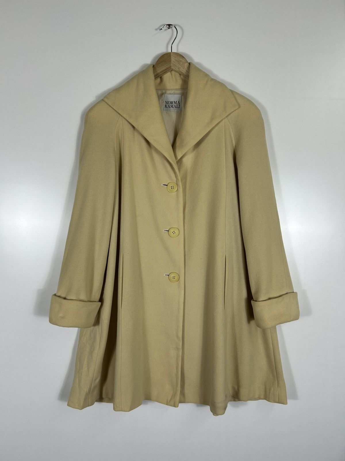 Designer × Norma Kamali × Vintage 🔥Norma Kamali Button Waterfall Collar Coat Jacket Size M / US 6-8 / IT 42-44 - 1 Thumbnail