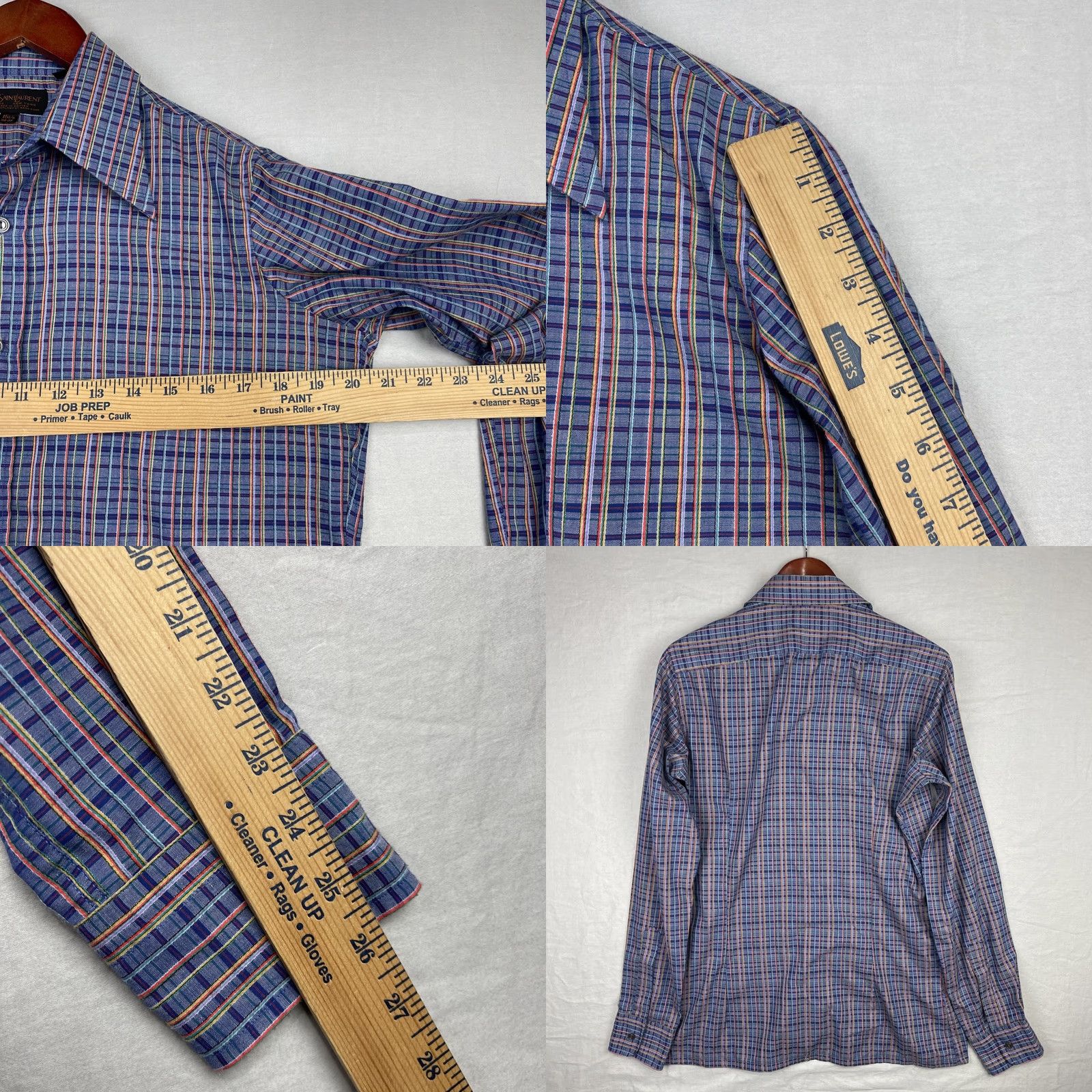 Yves Saint Laurent VINTAGE Yves Saint Laurent Shirt Mens Medium Blue Button Up Dagger Collar 70s Size US M / EU 48-50 / 2 - 8 Thumbnail