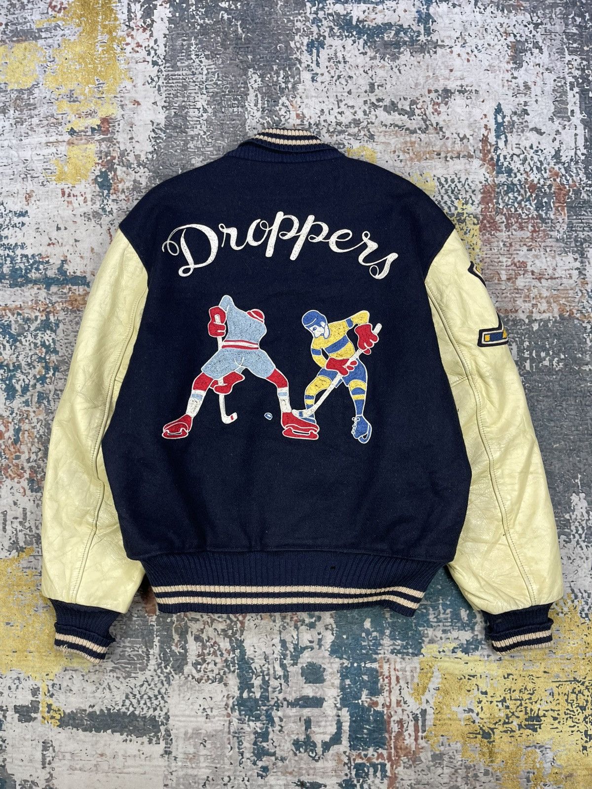 Vintage Vtg 70s Butwin “Droppers Hockey” Varsity Jacket Size US L / EU 52-54 / 3 - 1 Thumbnail