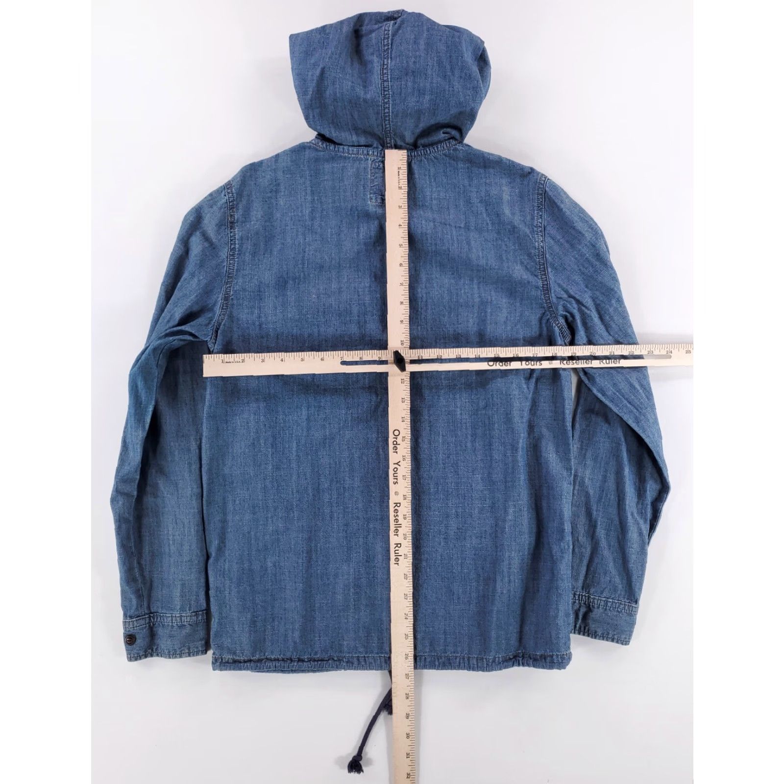 Levi's Levi's 1/4 Zip Hoodie Drawstring Long Sleeve Denim Chambray Mens S Blue Size US S / EU 44-46 / 1 - 5 Thumbnail