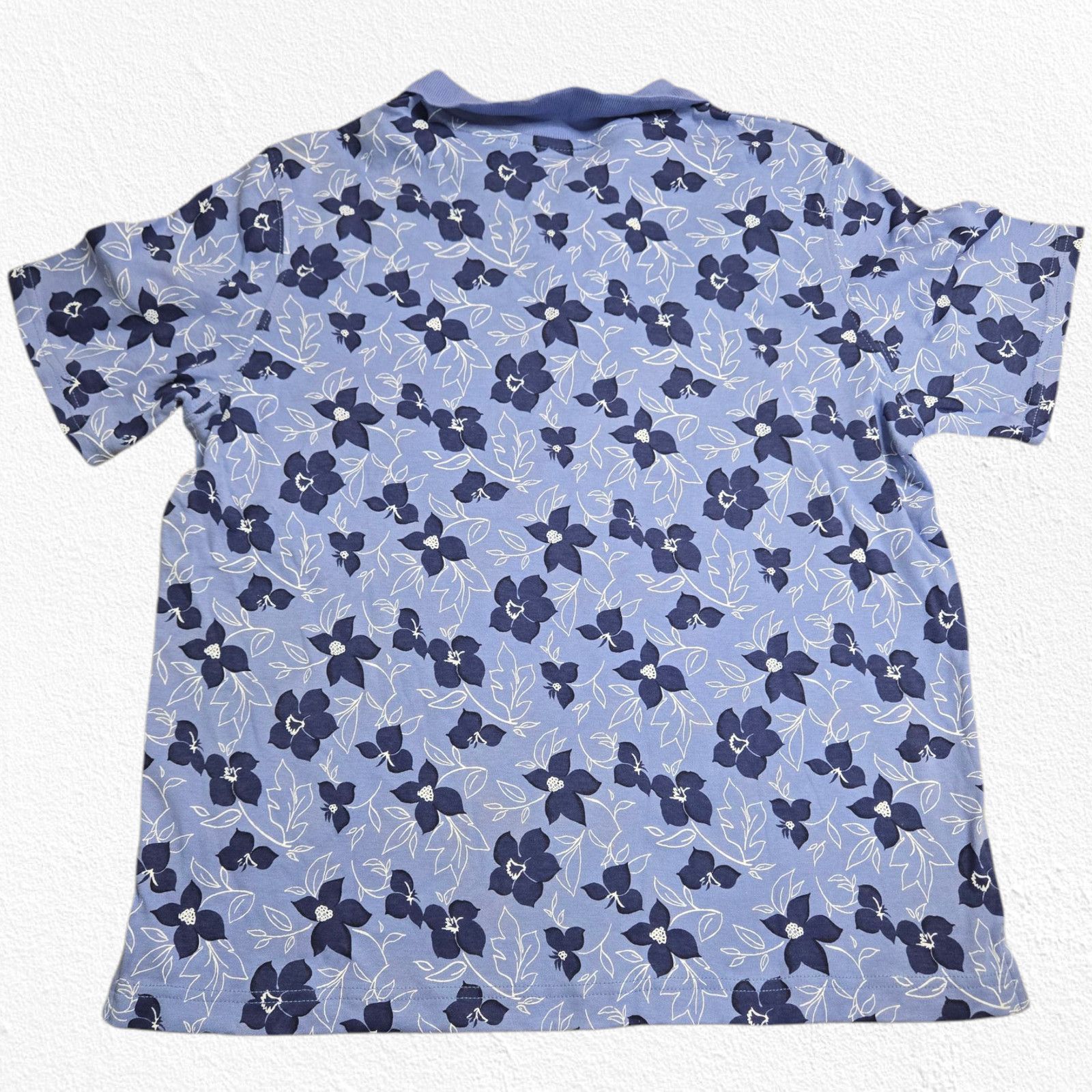 Vintage Y2K Periwinkle Floral V Neck Cotton Polo T-Shirt Size Large Size L / US 10 / IT 46 - 8 Thumbnail