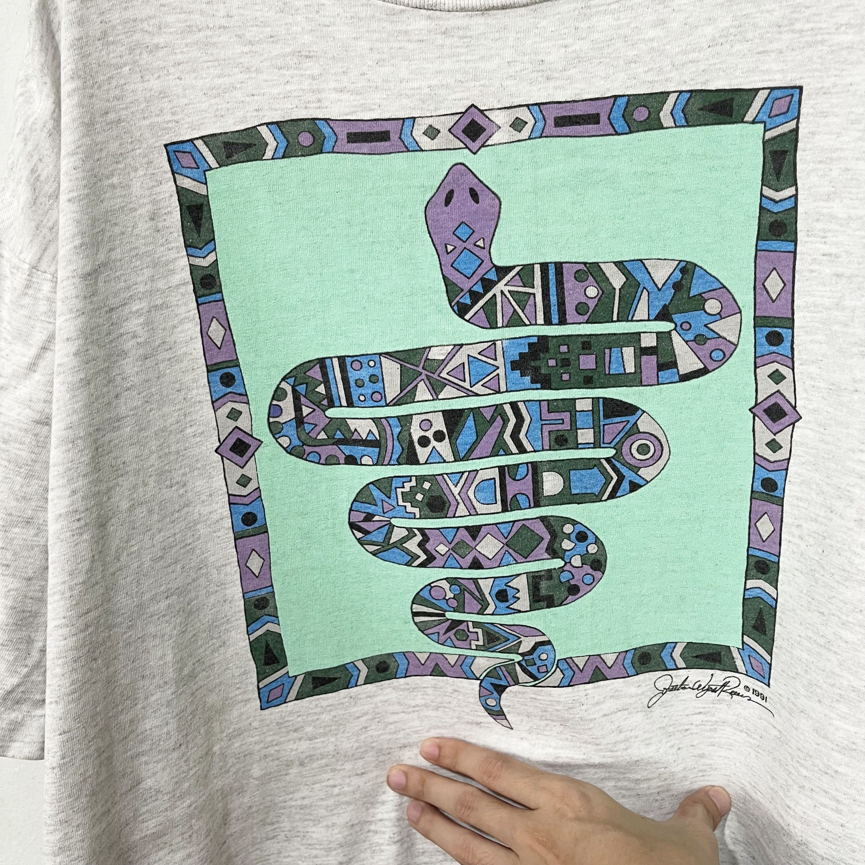 Vintage Vintage 90s Snake Tribal Shirt Size US XL / EU 56 / 4 - 2 Thumbnail