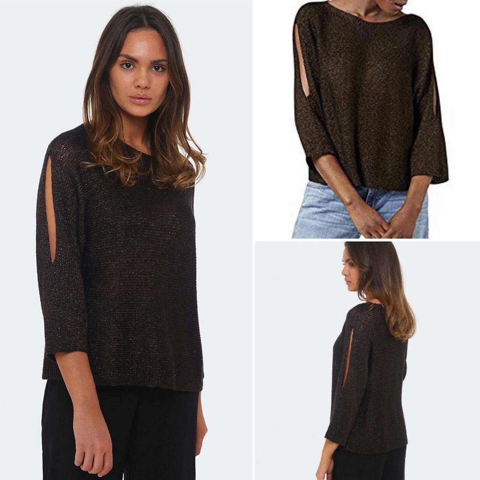 Eileen Fisher Eileen Fisher Organic Linen Loose Knit Dolman Sweater Brown Size XS / US 0-2 / IT 36-38 - 9 Thumbnail