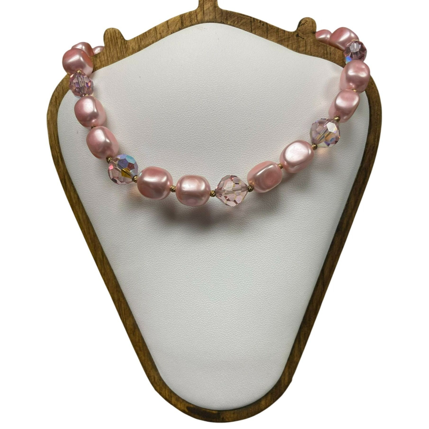 Other Vintage MCM Pink Faux Pearl Beaded Necklace 13-16 Inches Adj Size ONE SIZE - 1 Thumbnail
