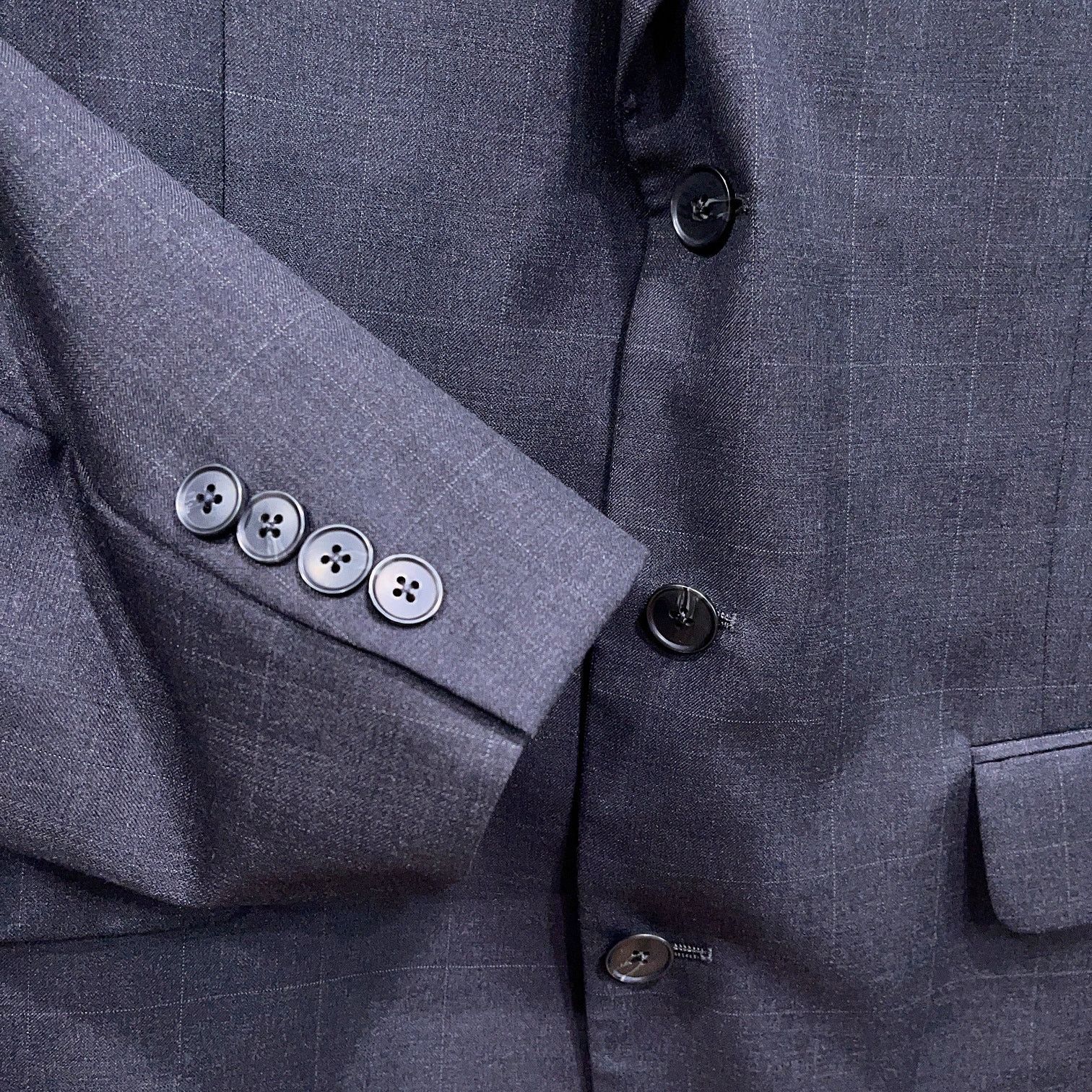 Jack Victor Jack Victor Wool Windowpane Suit Charcoal Gray Men 42R 36x29 Size 42R - 4 Thumbnail