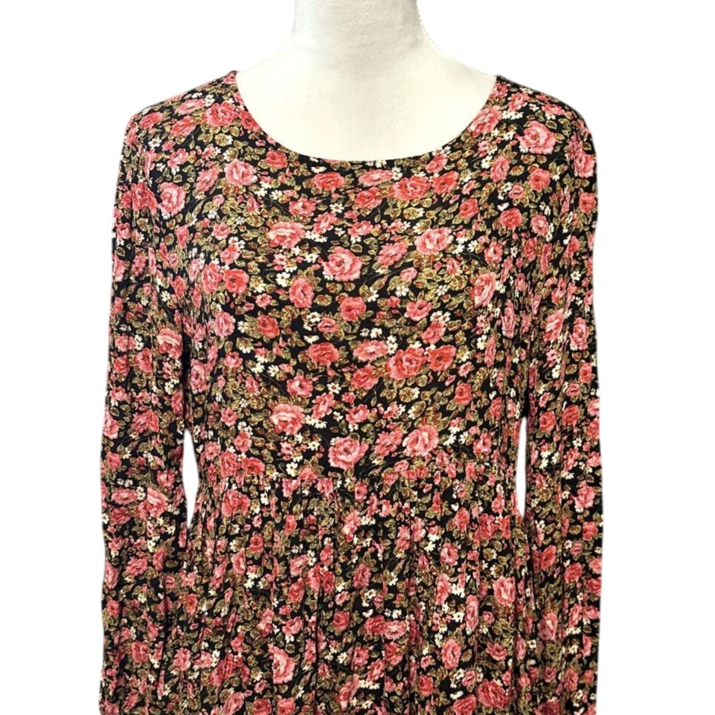 BP. BP Women's Black/PinksFloral Long Sleeve Casual Dress M NWOT Size M / US 6-8 / IT 42-44 - 2 Thumbnail