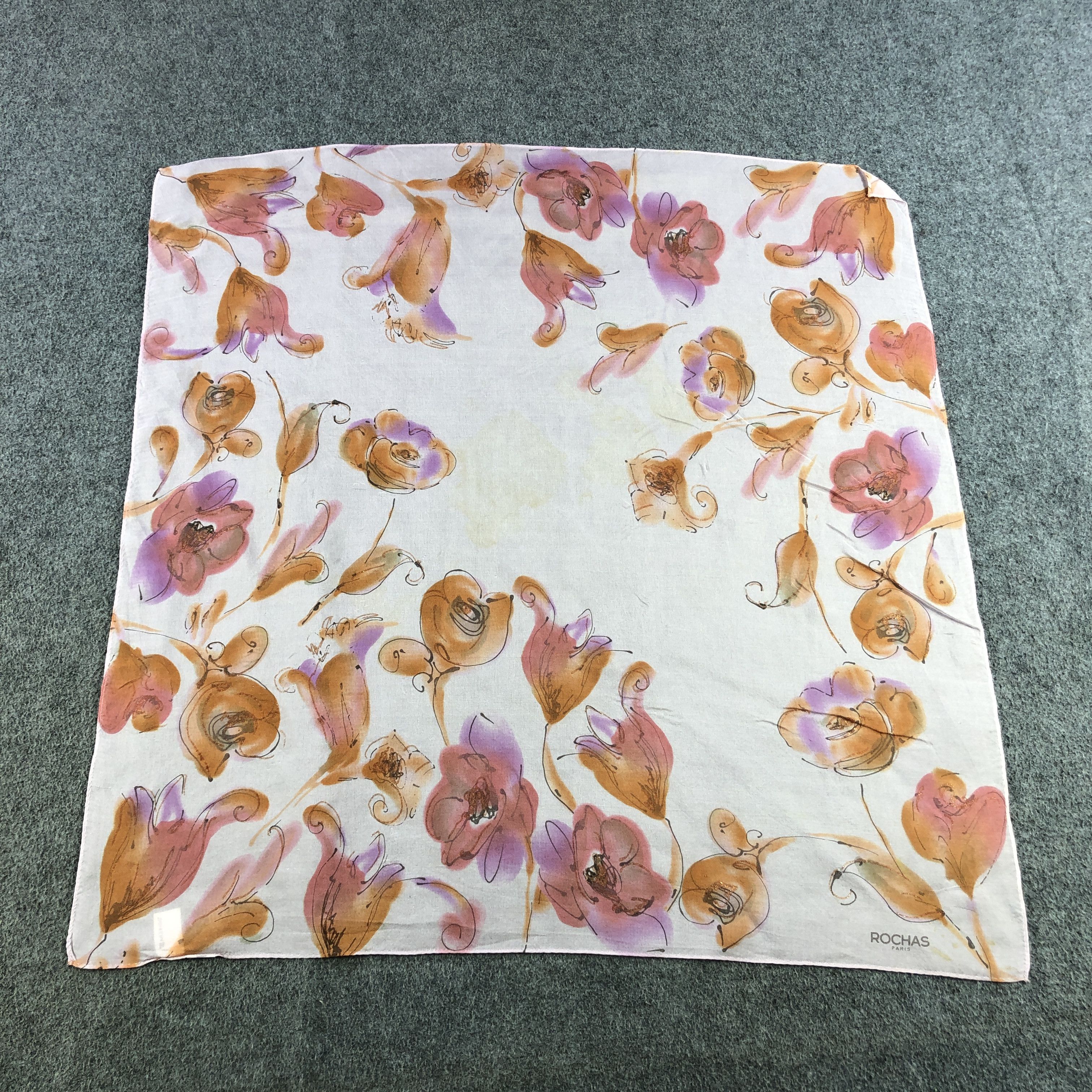 Vintage Rochas Luxury Hand Rolled Silk Scarf M1096 Size ONE SIZE - 2 Thumbnail
