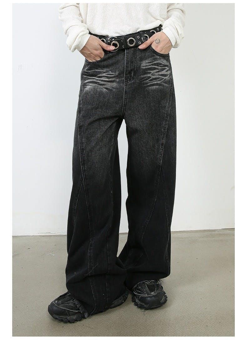 Glitter baggy strap jeans black main image 1