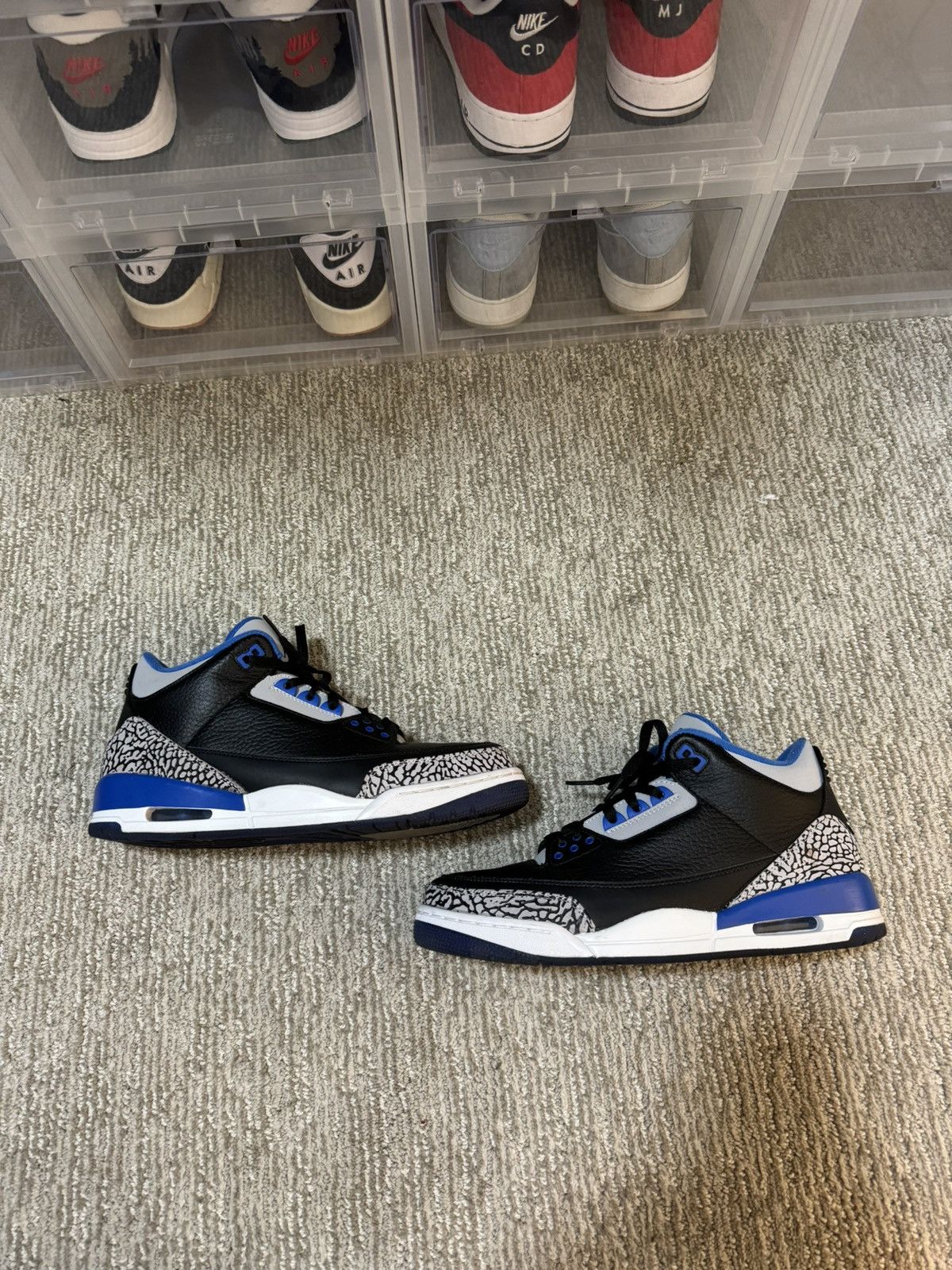 image of Jordan Brand 3 Sport Blue Shoes in Black, Men's (Size 11)