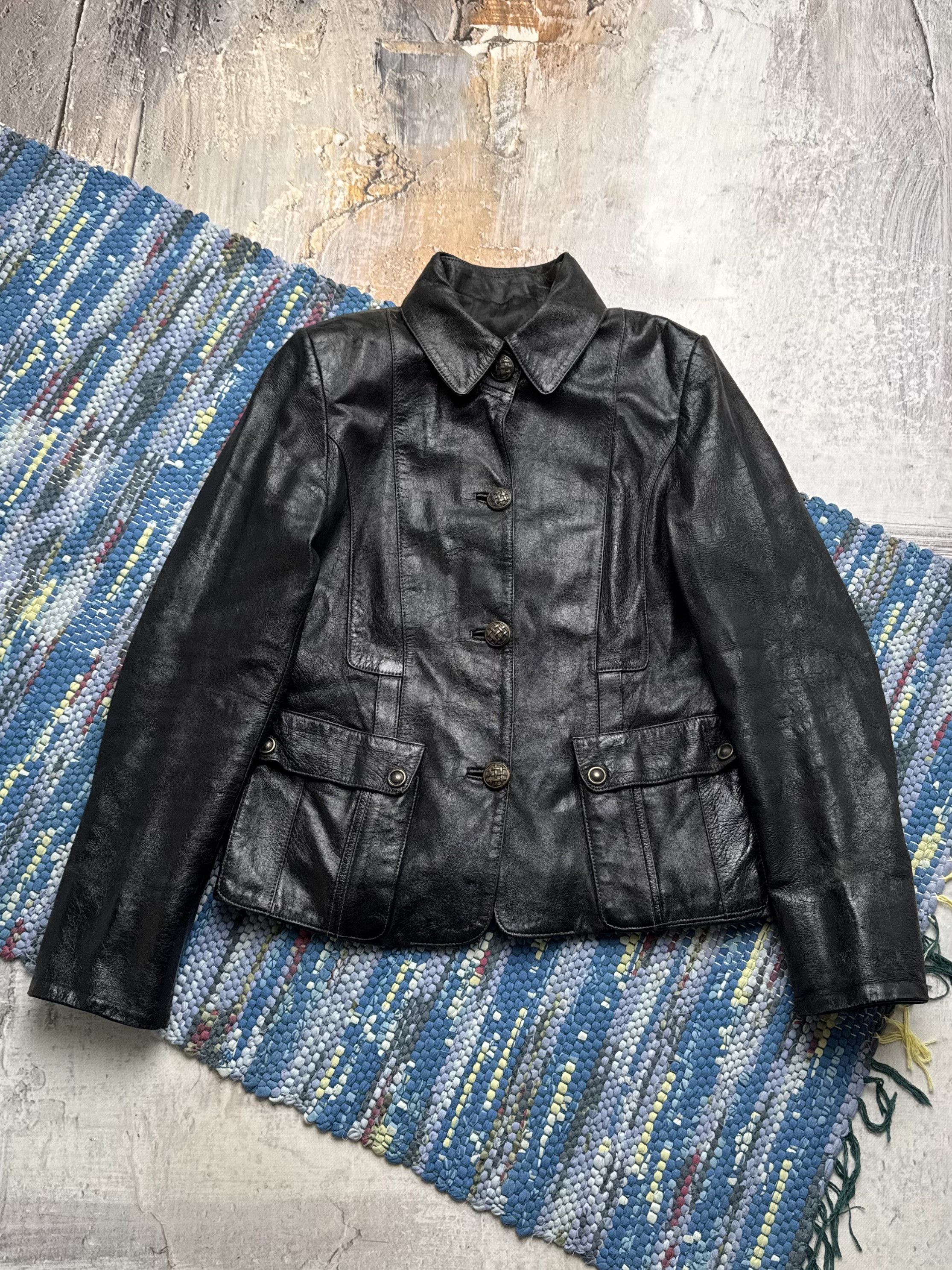 Vintage Vintage Real Leather Jacket Button Up Utility Pocket Coat Size S / US 4 / IT 40 - 1 Thumbnail