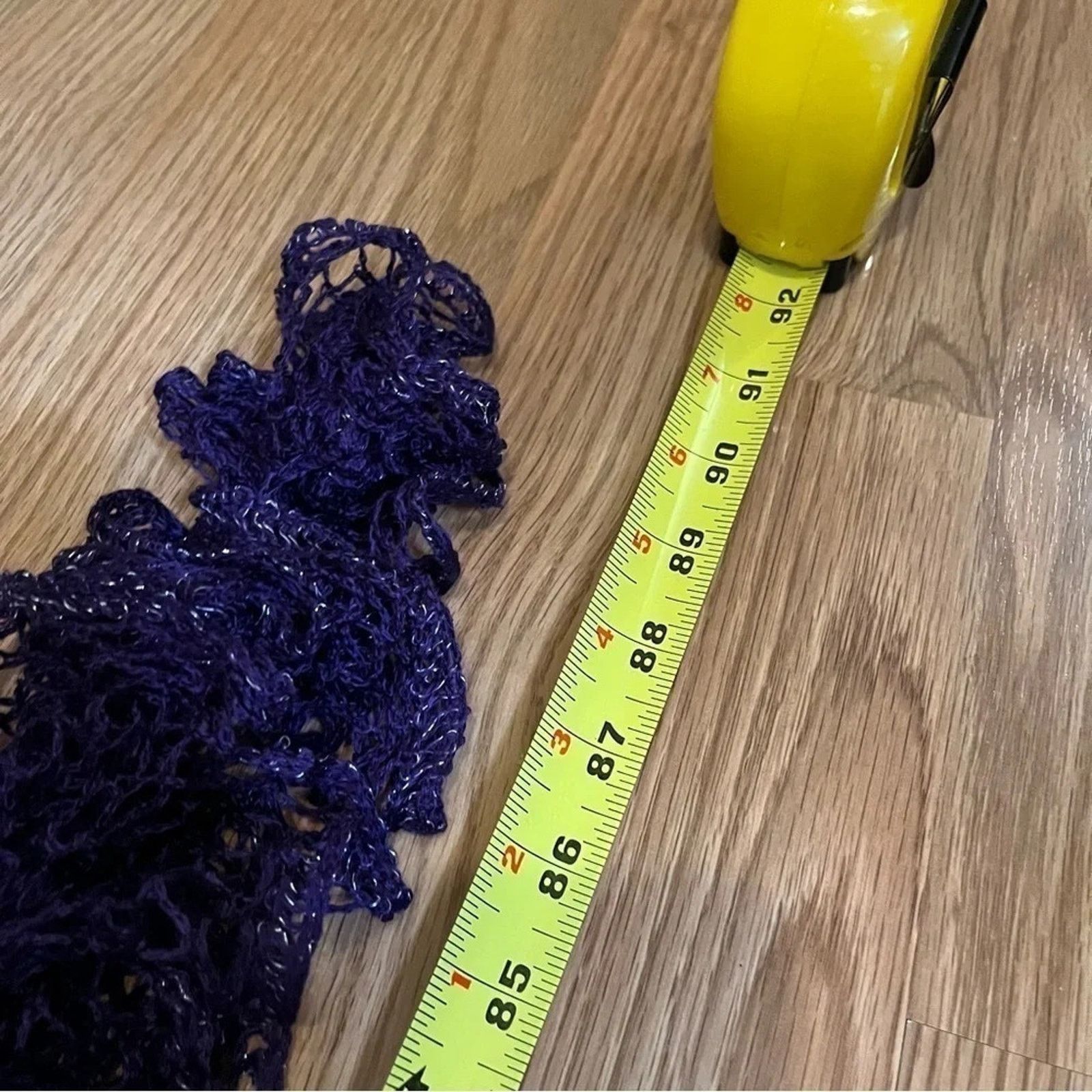 Handmade Fashion Handmade Crochet Ruffle Lace Scarf Purple Extra Long Size ONE SIZE - 4 Thumbnail