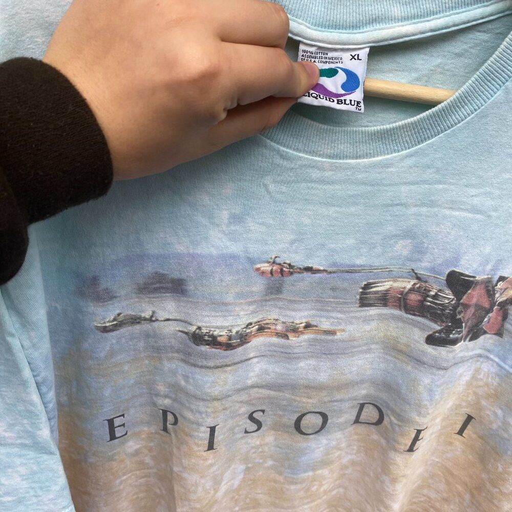 Liquid Blue × Star Wars × Vintage Vintage 90s Liquid Blue Star Wars Episode 1 Movie Promo Shi Size US XL / EU 56 / 4 - 4 Thumbnail