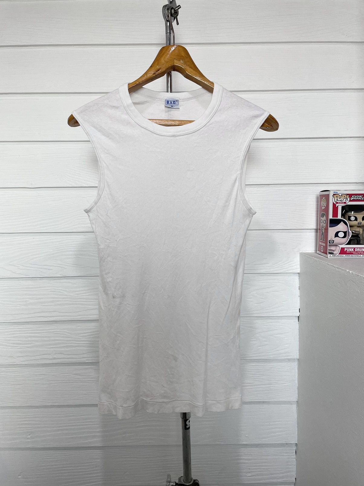 VINTAGE BVD BLANK WHITE SLEEVELESS