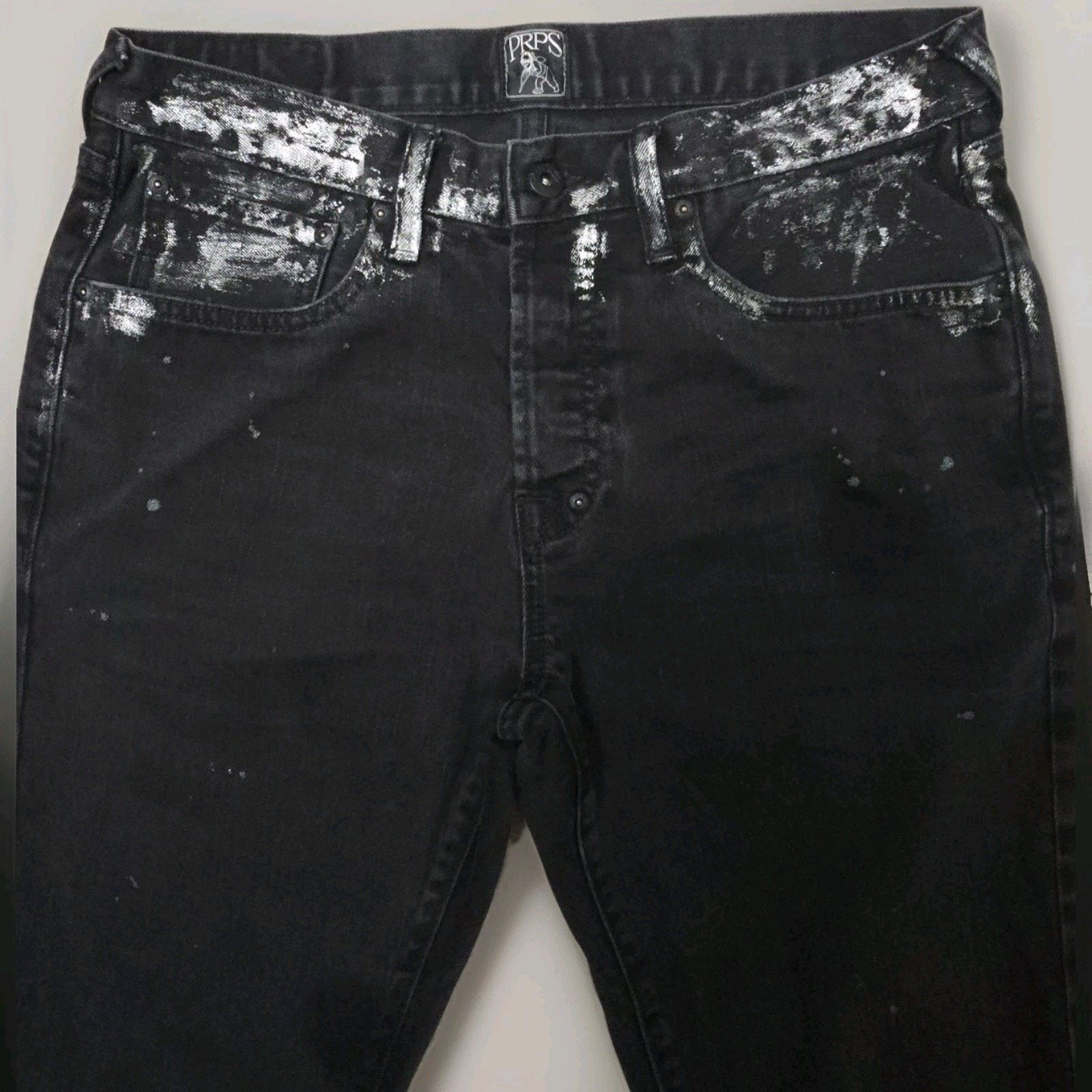 Prps Prps Men's Jeans Denim Black White Painted Splatter 32 Size US 32 / EU 48 - 3 Thumbnail