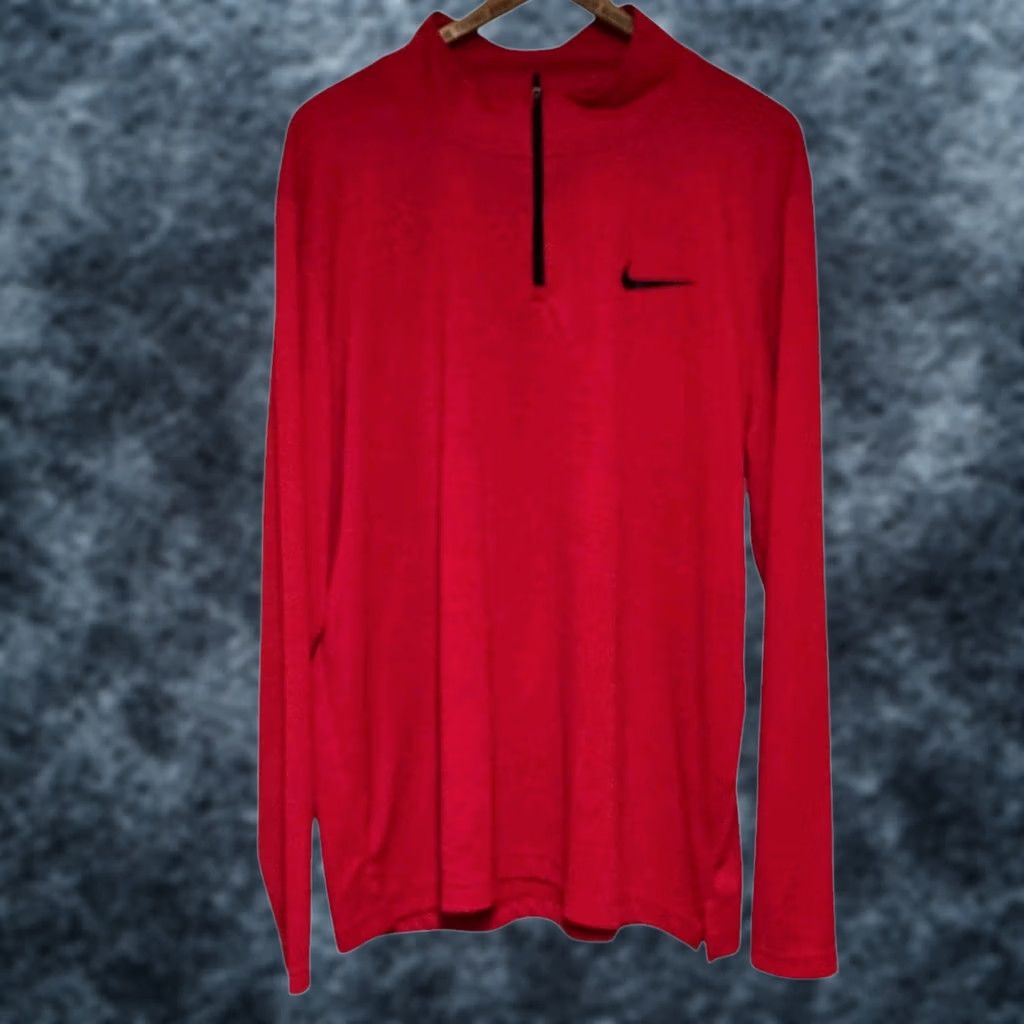 Nike Nike Training Shirt Mens Long Sleeve 1/4 Zip Pullover XL Red Size US XL / EU 56 / 4 - 1 Thumbnail