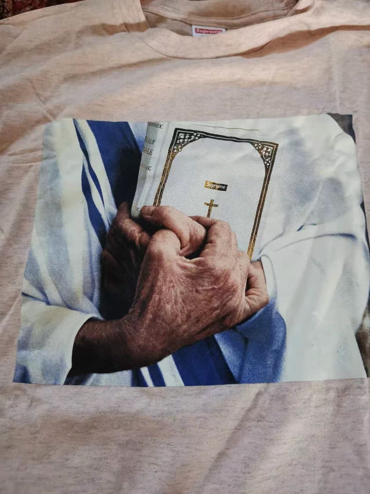 Supreme NEVER WORN* Supreme FW19 Bible Tee Heather Light Pink Size US M / EU 48-50 / 2 - 3 Thumbnail
