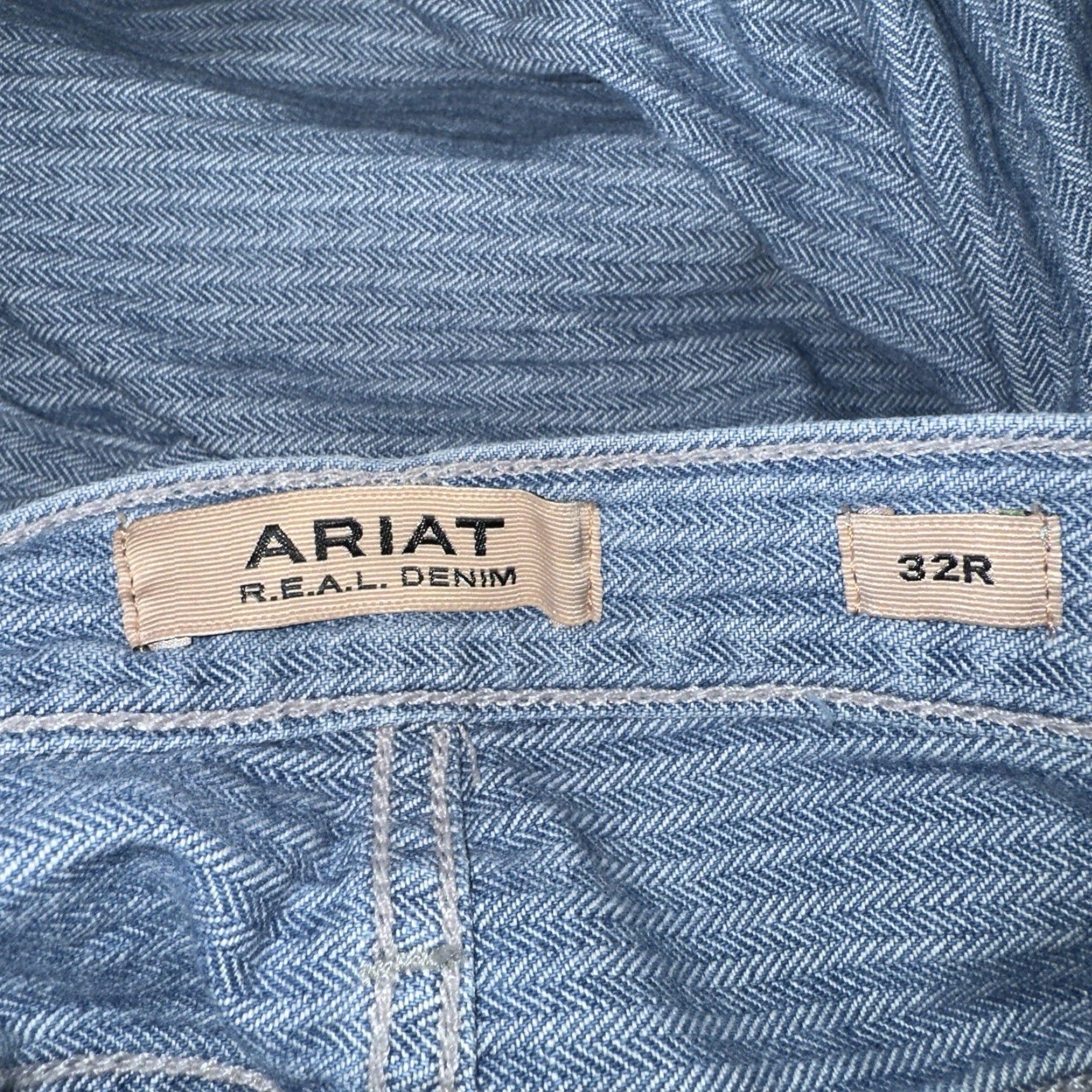 Ariat Ariat High Rise Wide Leg Jeans Blue Pinstripe Womens 32R X 32 Size 24" / US 00 / IT 34 - 4 Thumbnail