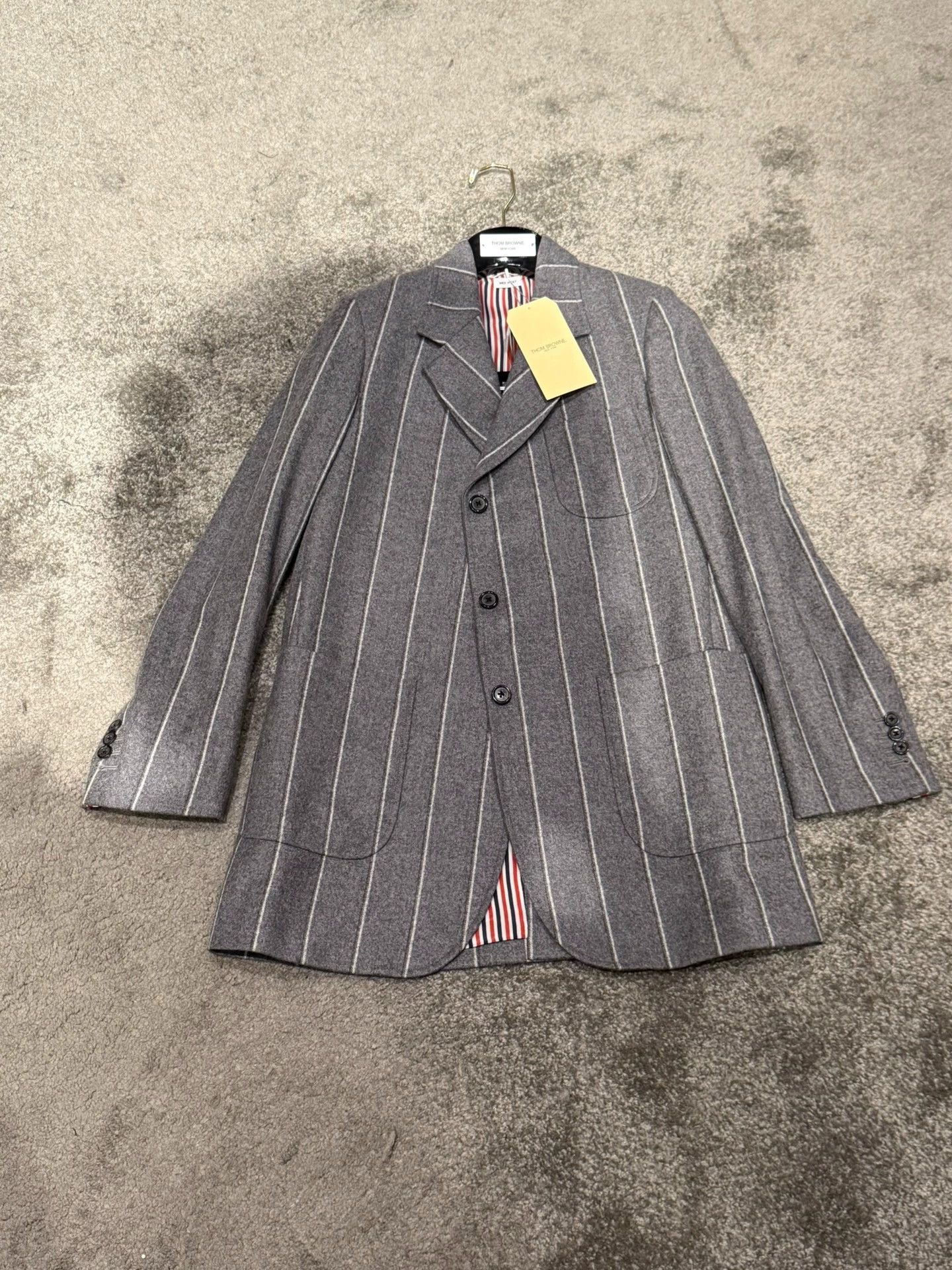 Thom Browne Thom Browne Women's Rare Mid-Gray Stripe Wool Coat Size36 Size XS / US 0-2 / IT 36-38 - 3 Thumbnail