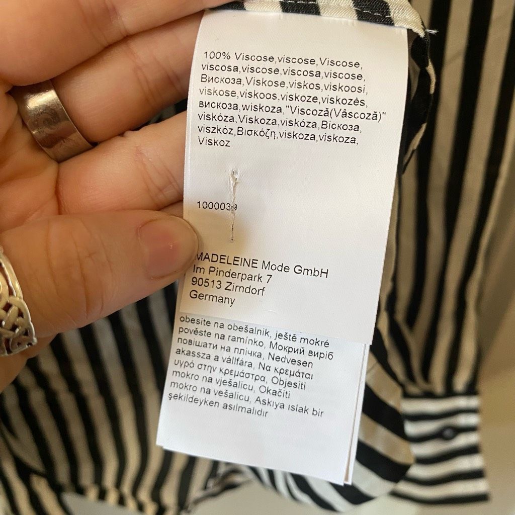 Revenge Madeleine Reverse Stripe Tye Button Blouse, Black White Shir Size XL / US 12-14 / IT 48-50 - 4 Thumbnail