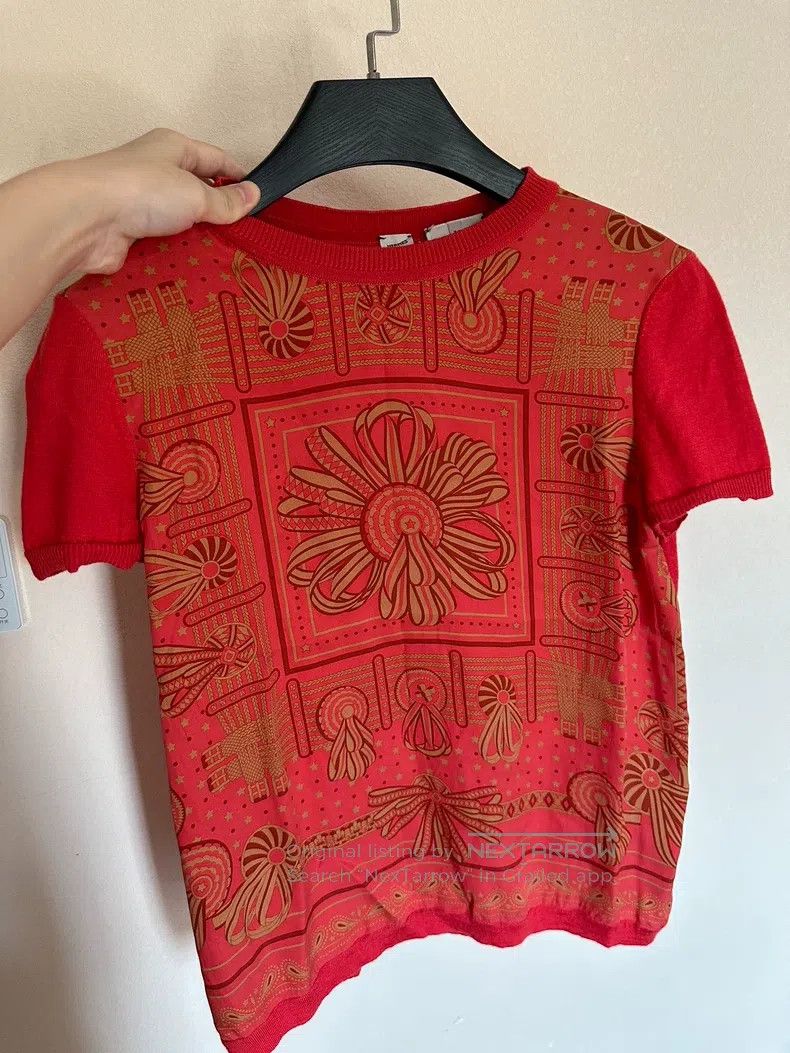 Hermes Hermes Silk Blouse, Short Sleeve, Orange Red Size XS / US 0-2 / IT 36-38 - 2 Thumbnail